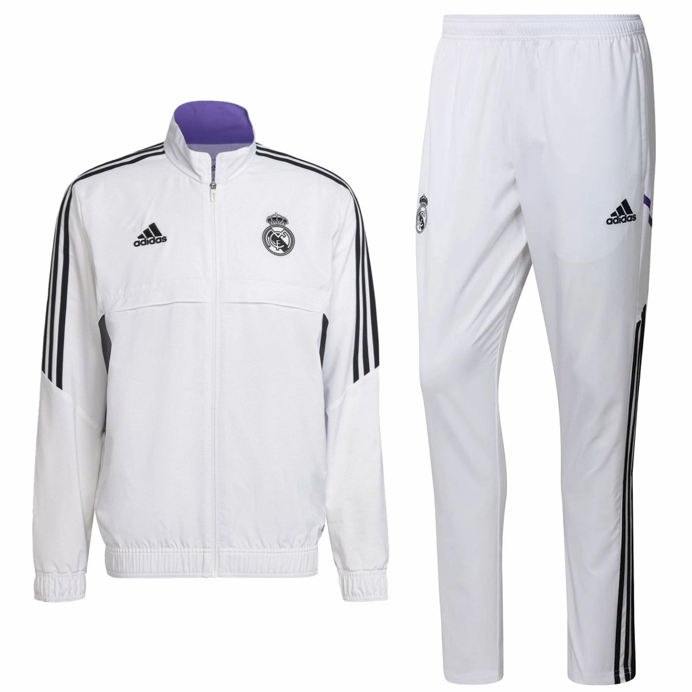 Real Madrid white presentation soccer tracksuit 2022/23 - Adidas aluminum