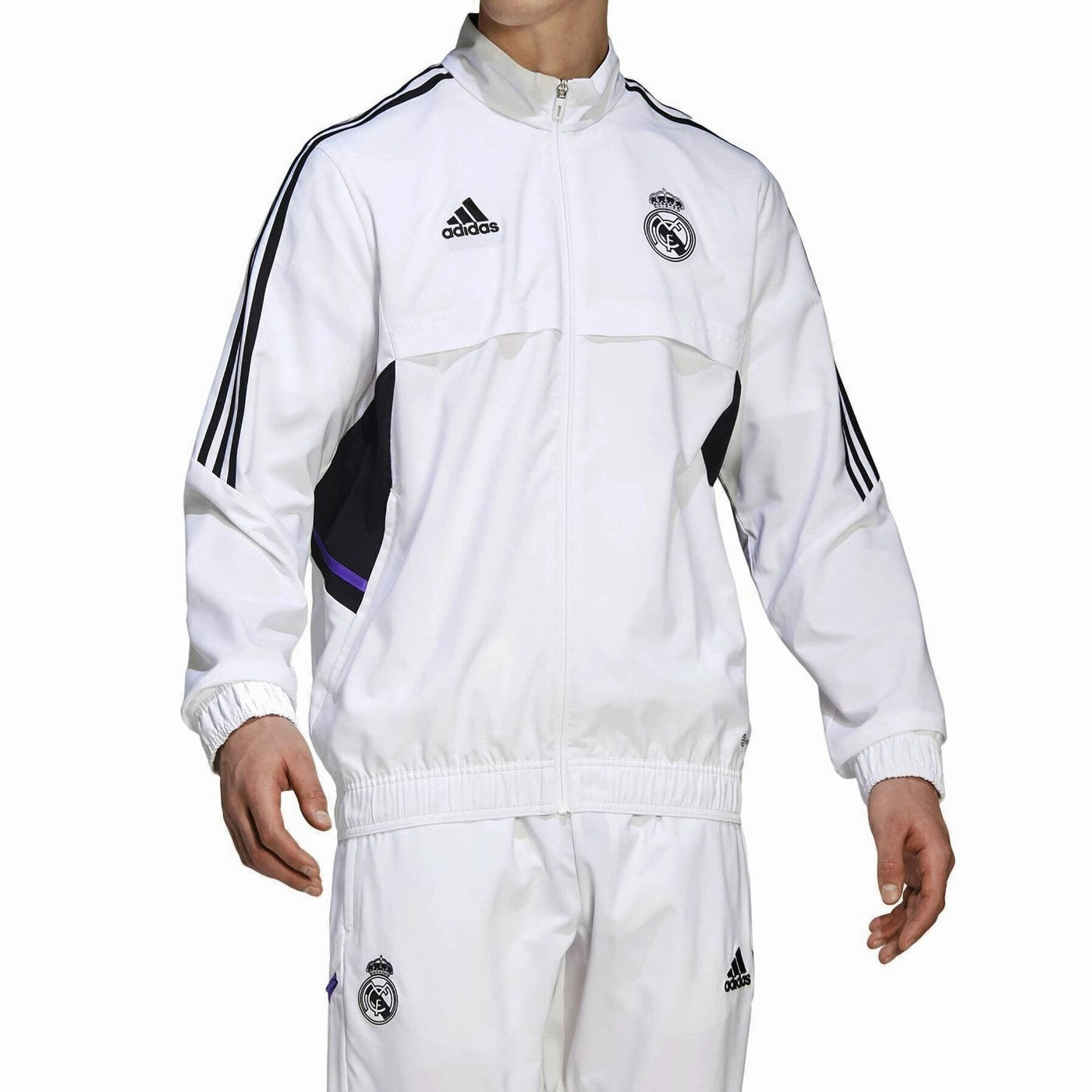 Real Madrid white presentation soccer tracksuit 2022/23 - Adidas stadium