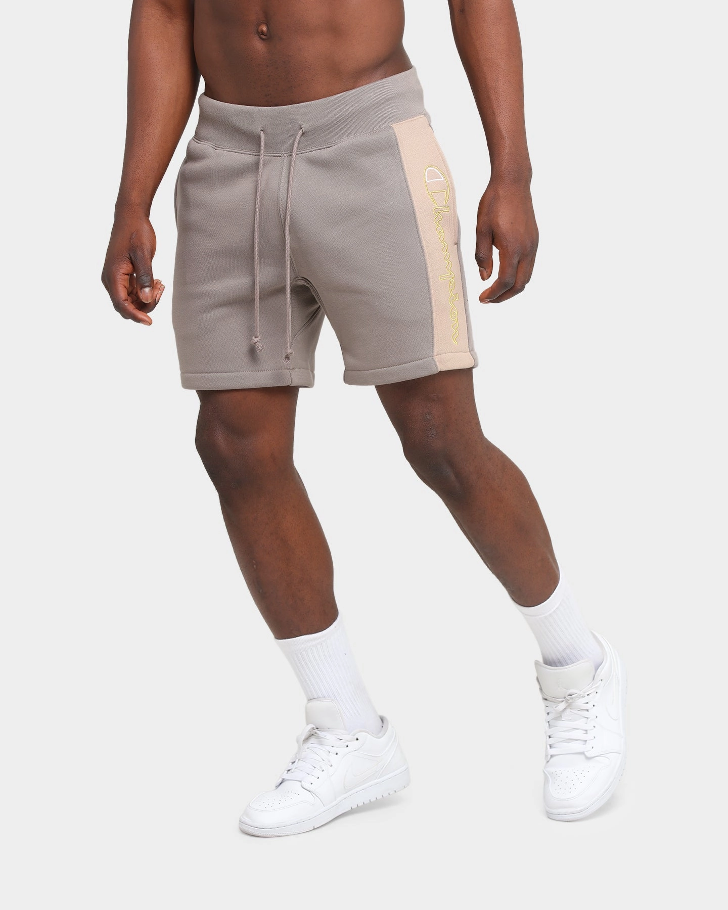 Champion Rev Weave Panel Stripe Shorts Gizmo Eco Friendly Fabric stain resistant coating
