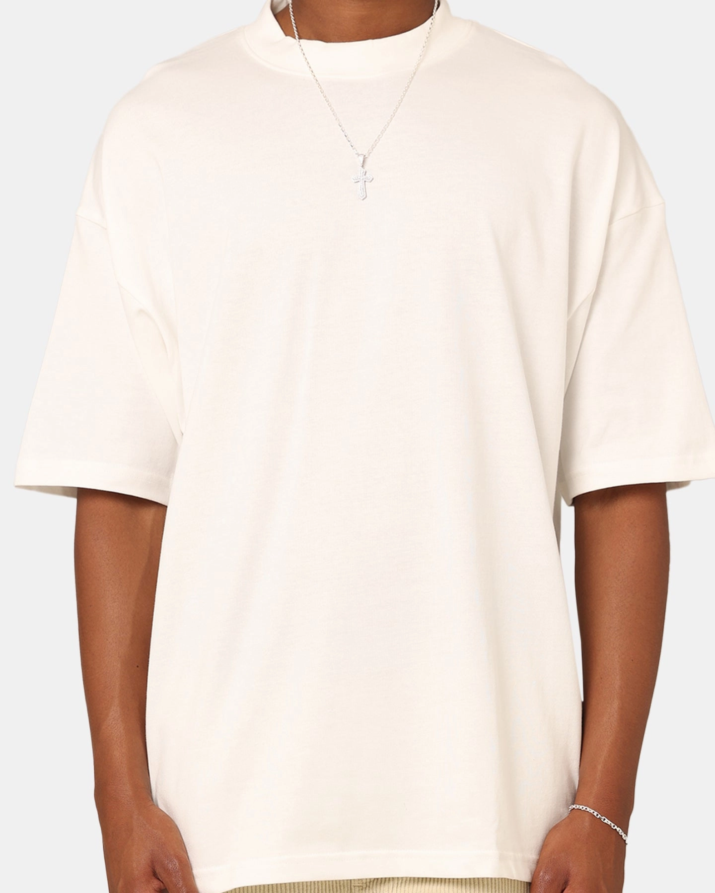 Culture Kings Oversized Blank T-Shirt Off White Smooth Jersey Texture
