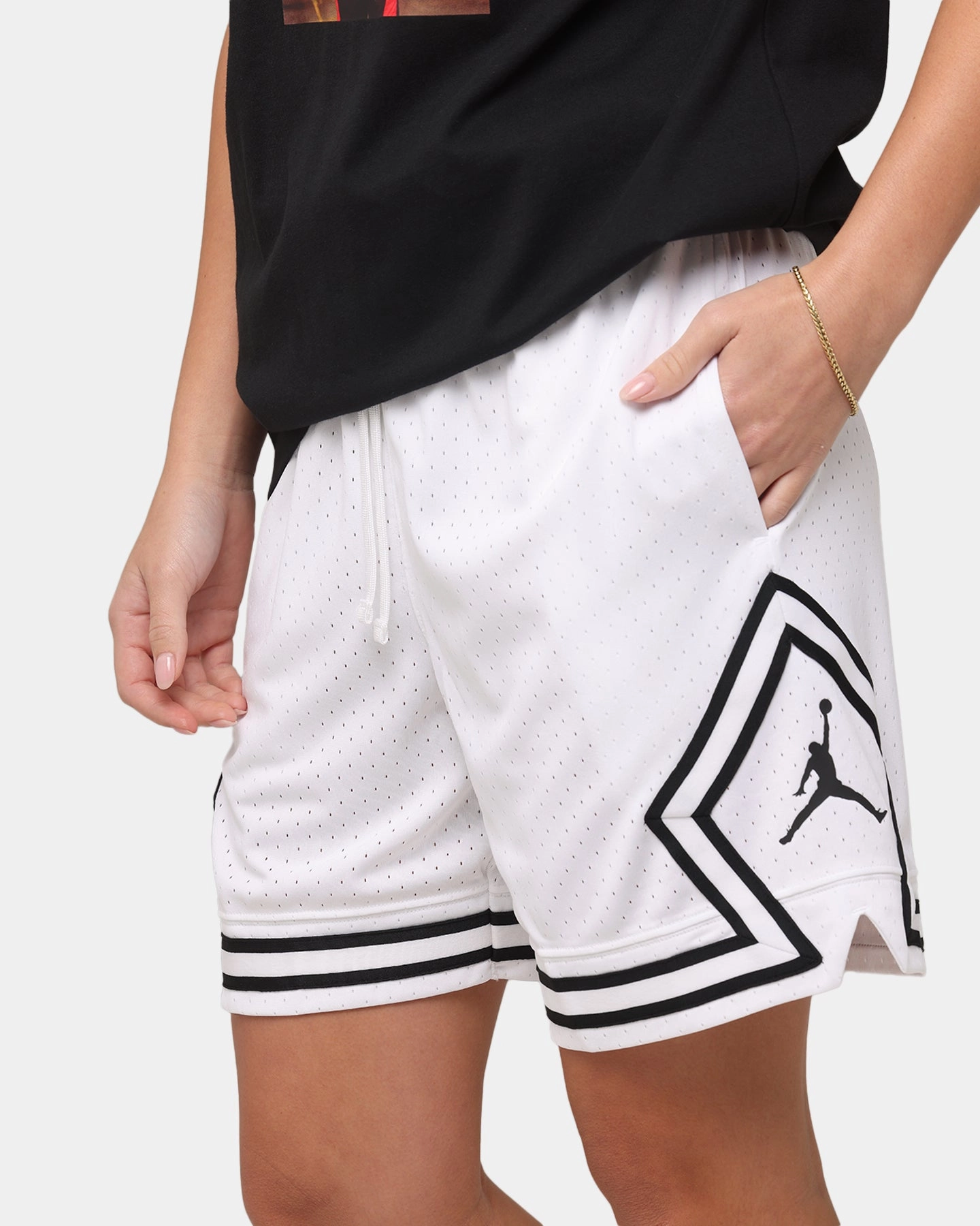 Street Fashion Stretch Comfort Jordan Dri-FIT Sport Diamond Shorts White/Black/Black