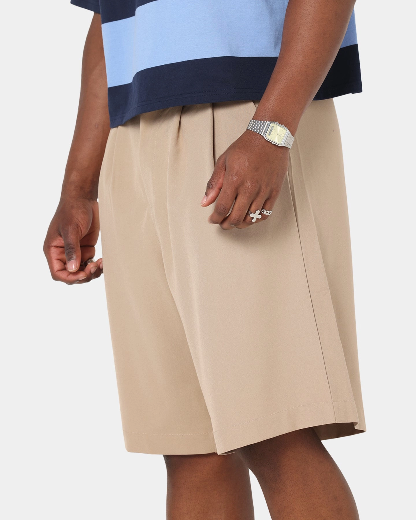 Sweat Wicking Liner XXIII Baggy Pleated Shorts Tan