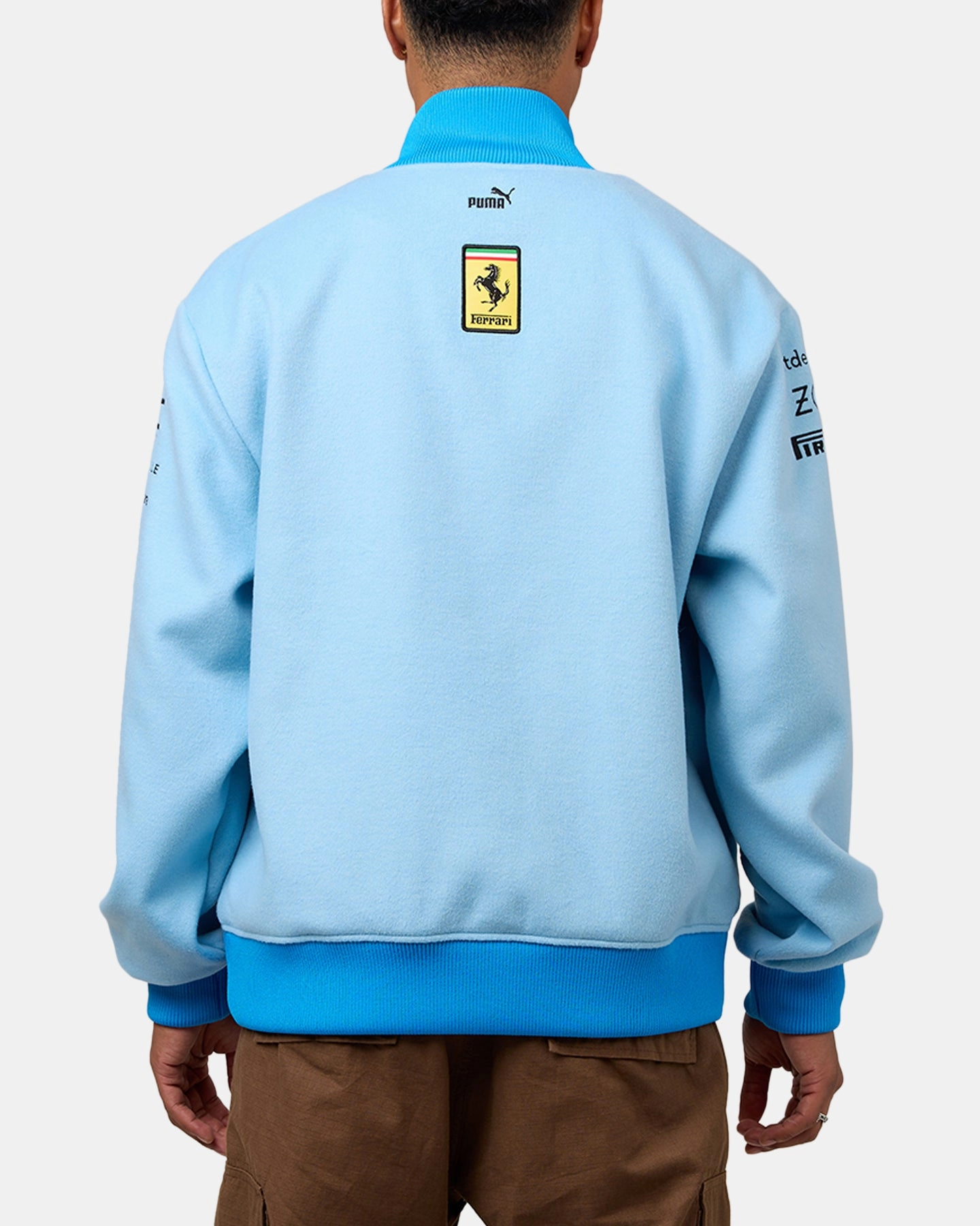 Classic Jacket snag resistant Puma X Scuderia Ferrari Team Miami Grand Prix Varsity Jacket Lazor Blue
