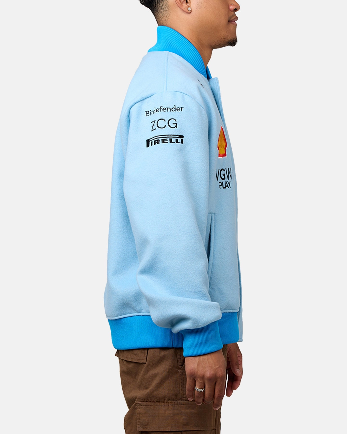 Puma X Scuderia Ferrari Team Miami Grand Prix Varsity Jacket Lazor Blue Cozy Core