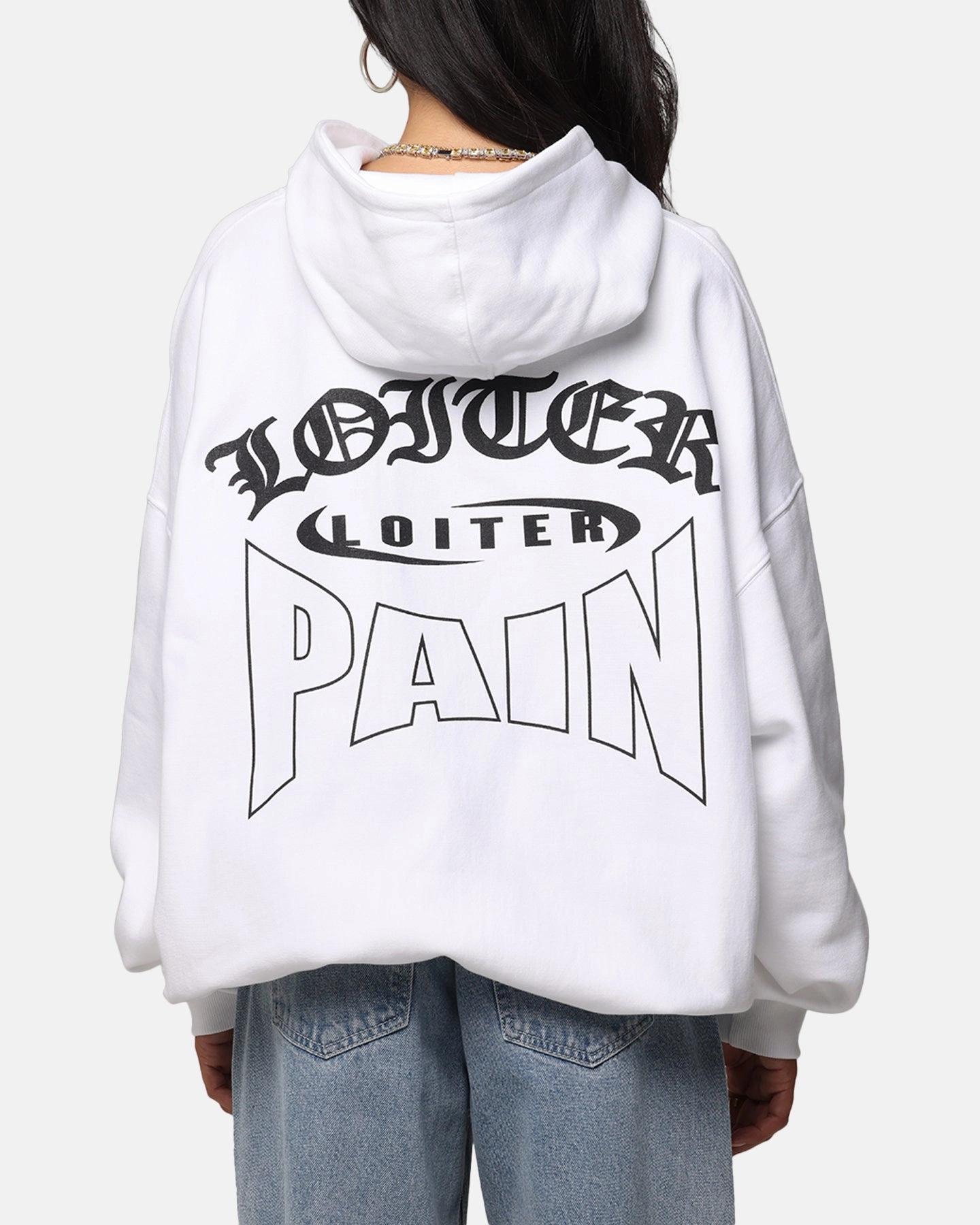 Loiter Ultimate Pain Hoodie White slim fit
