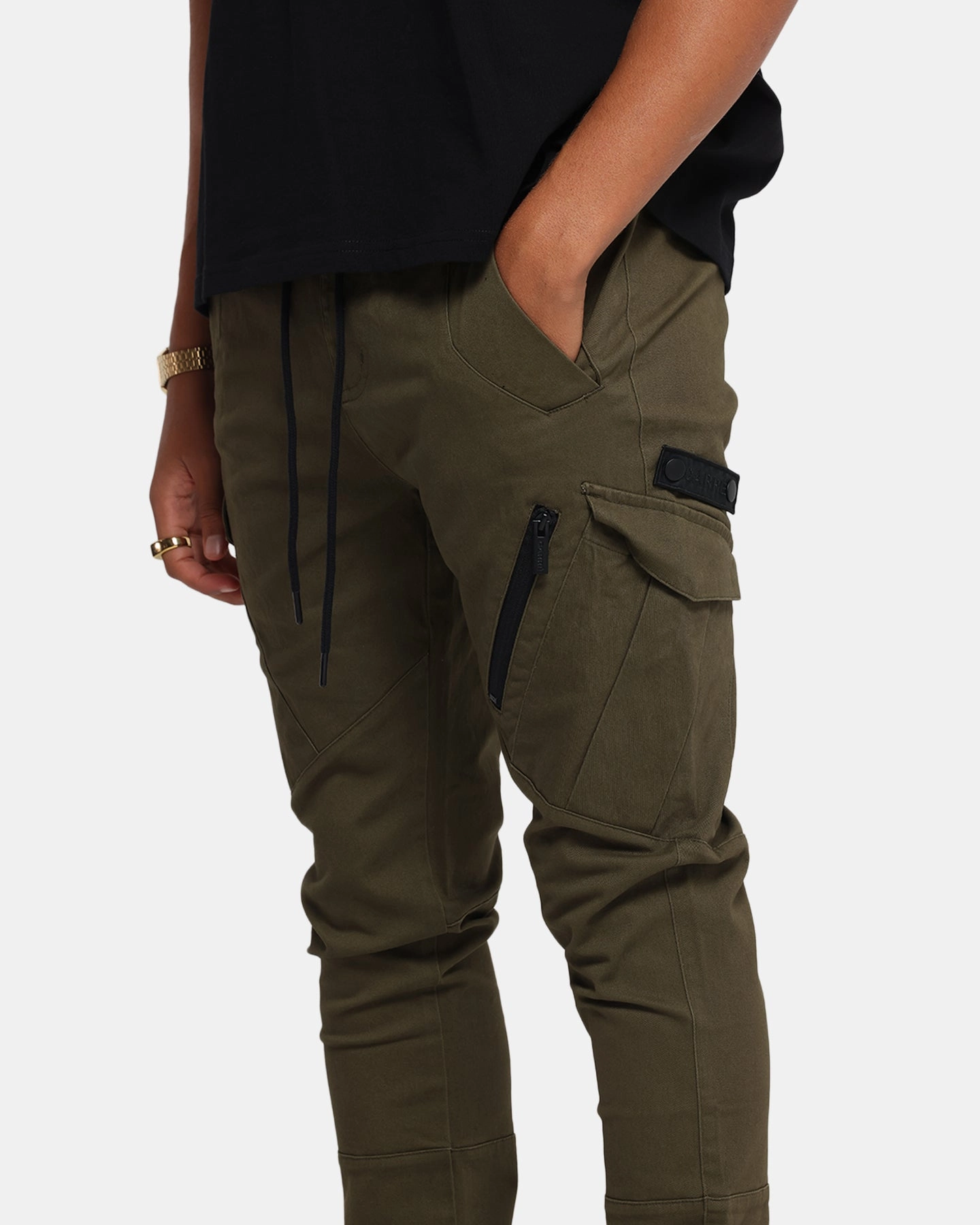 Carre Evolution Cargo Joggers Olive Green Casual Chic Look