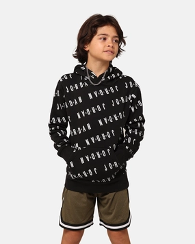 Jordan Kids' Essential AOP Pullover Hoodie Black Publish
