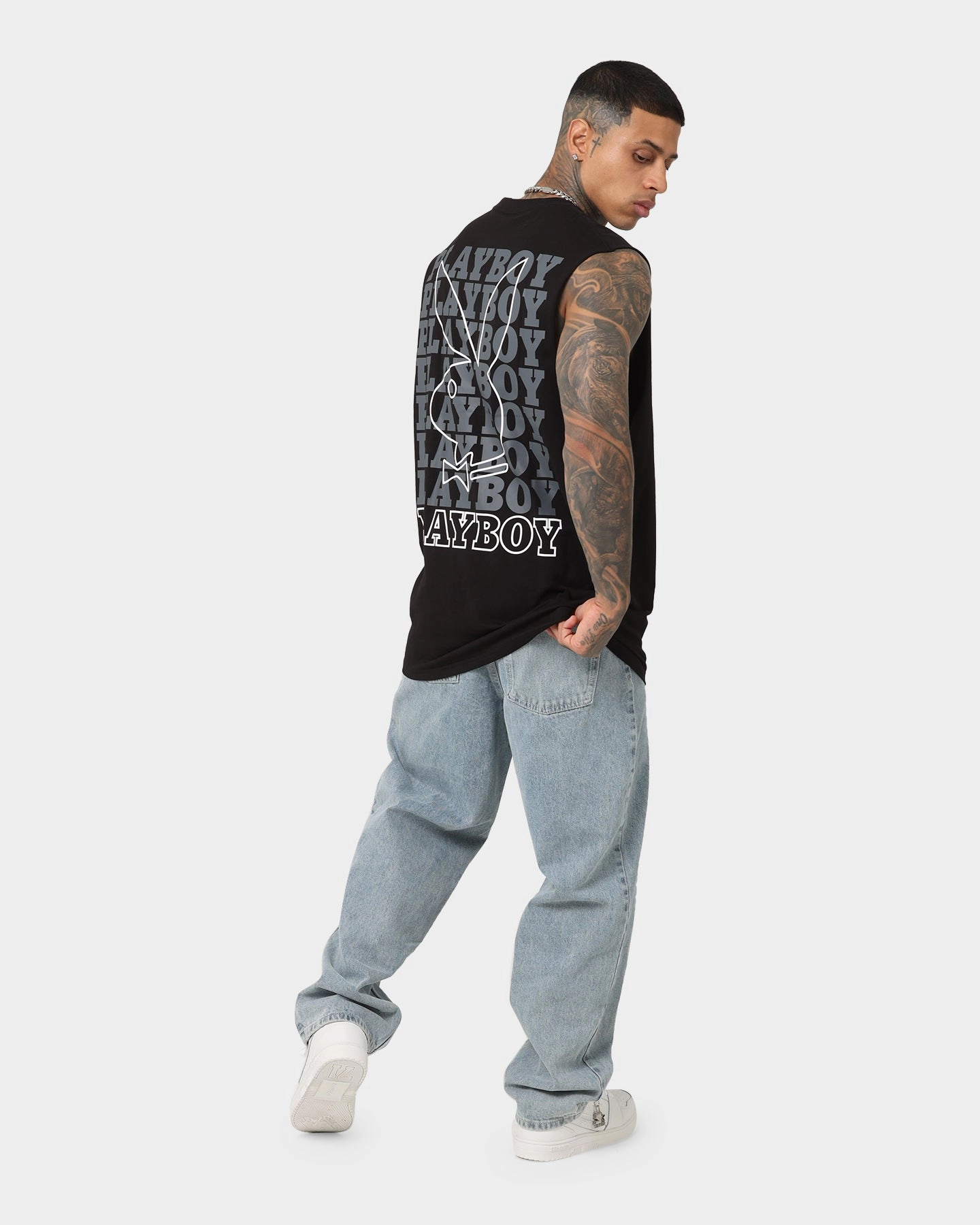 Playboy Linear Classic Bunny Stack T-Shirt Black Timeless casual wear graduation