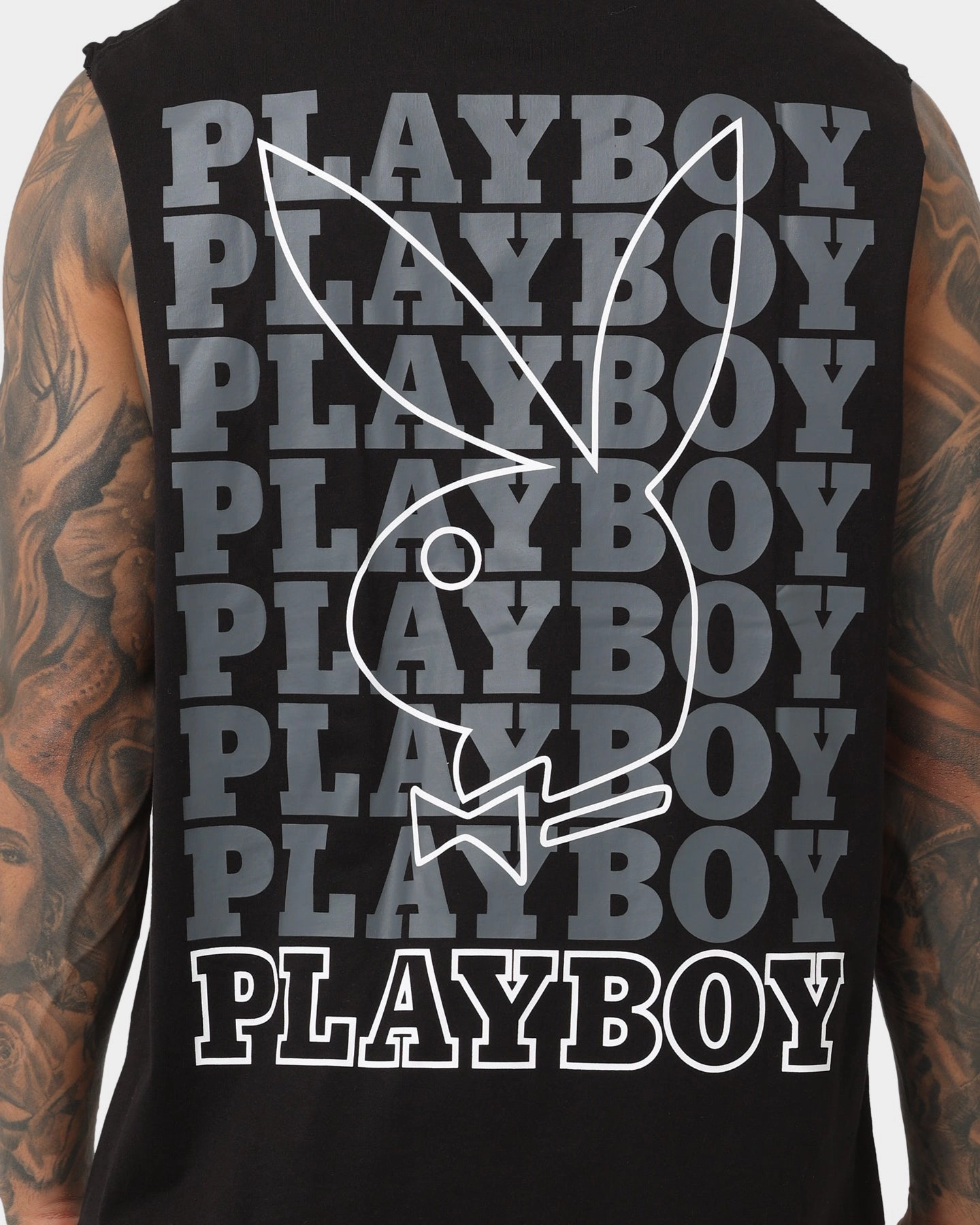 BiodegradableMaterial easygoing look Playboy Linear Classic Bunny Stack T-Shirt Black