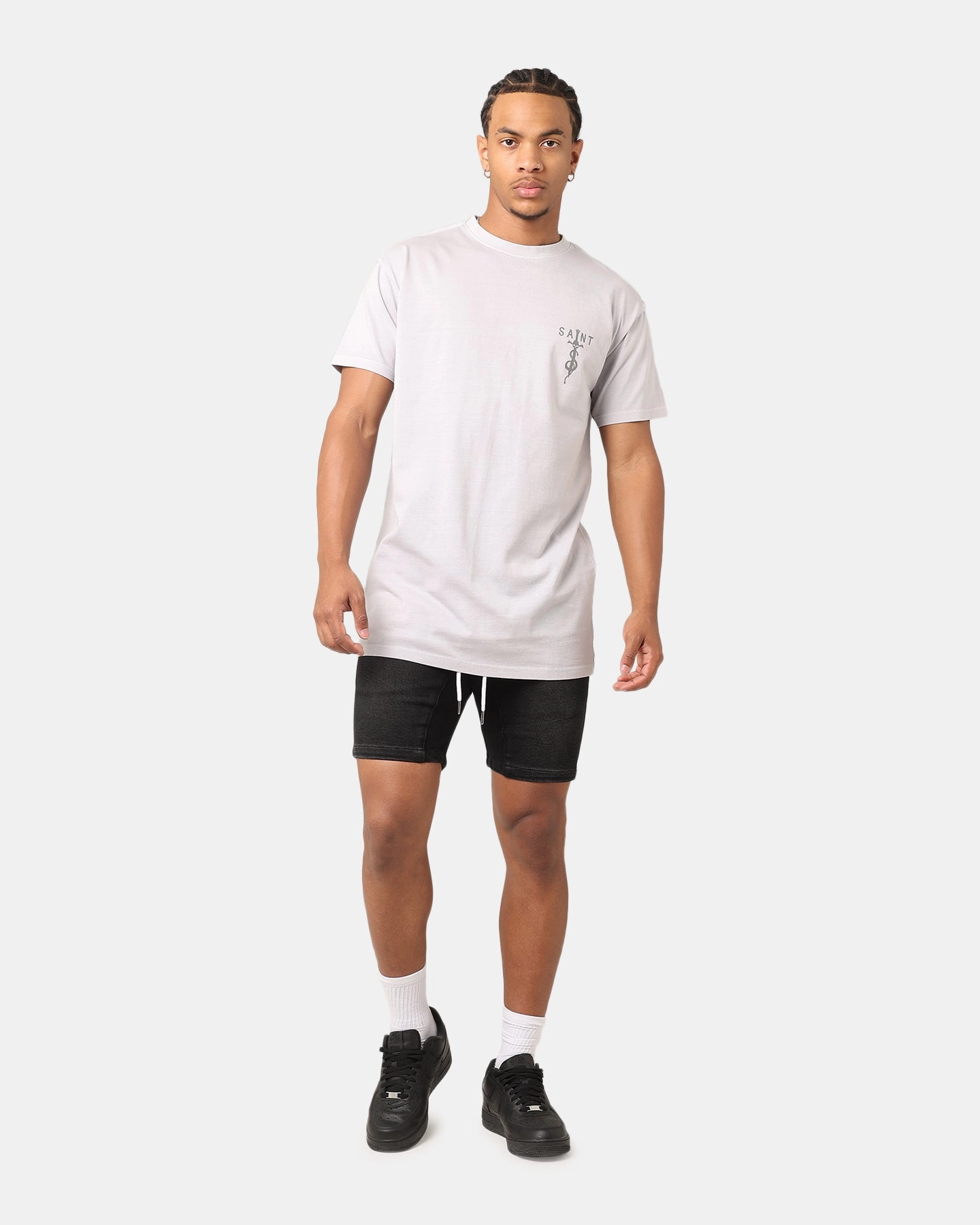 Saint Morta Daggers Lafayette T-Shirt Vintage Grey Minimalist Style spandex blend