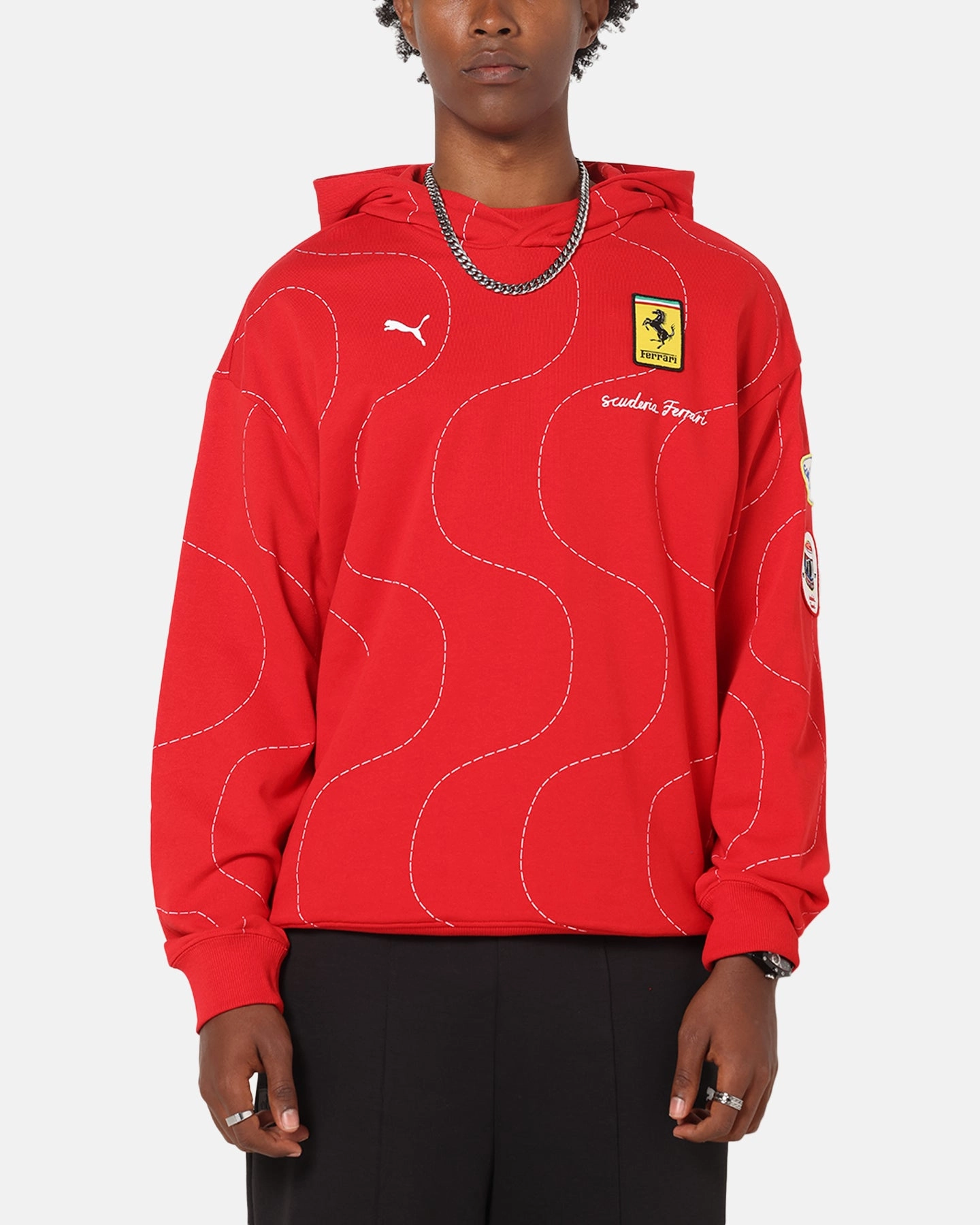 Puma X Scuderia Ferrari Monza Hoodie Rosso Corsa Chiffon details