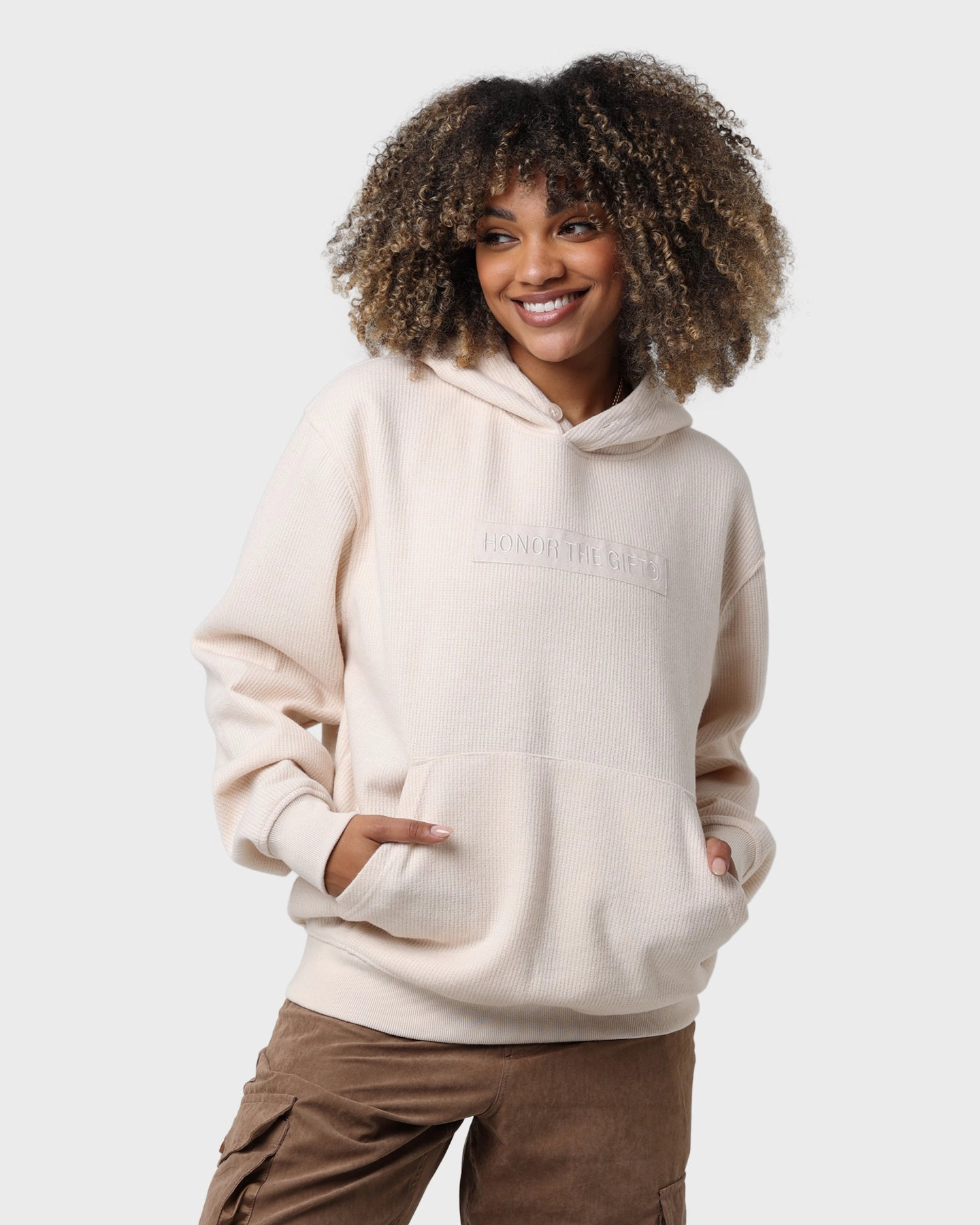 Honor The Gift Howard Knit Hoodie Cream Water Repellent Coating