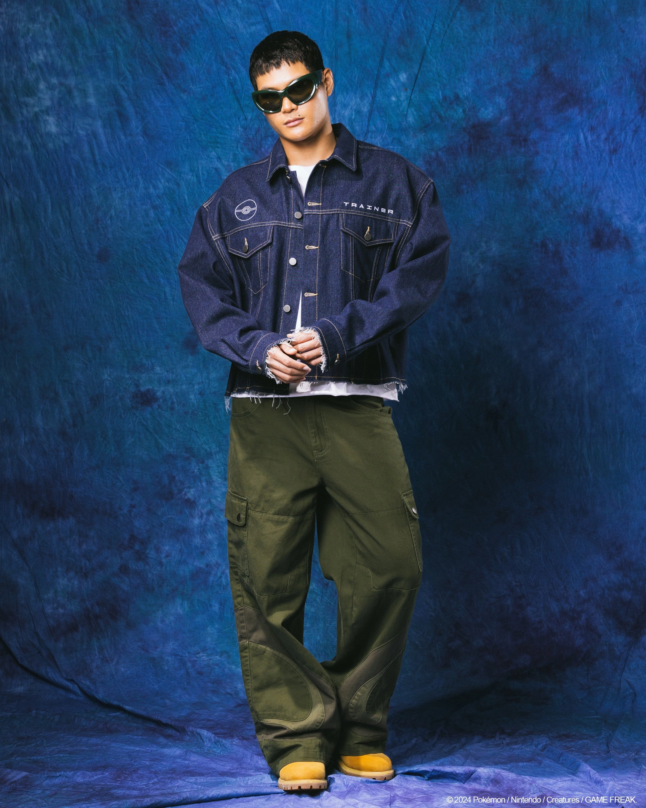 Pok??mon By Loiter Pikachu Denim Jacket Indigo Highlighter suitable for e commerce