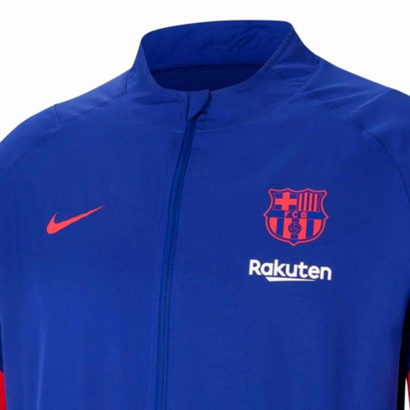 FC Barcelona blue training presentation soccer tracksuit 2021 - Nike Collared neckline snowboarding