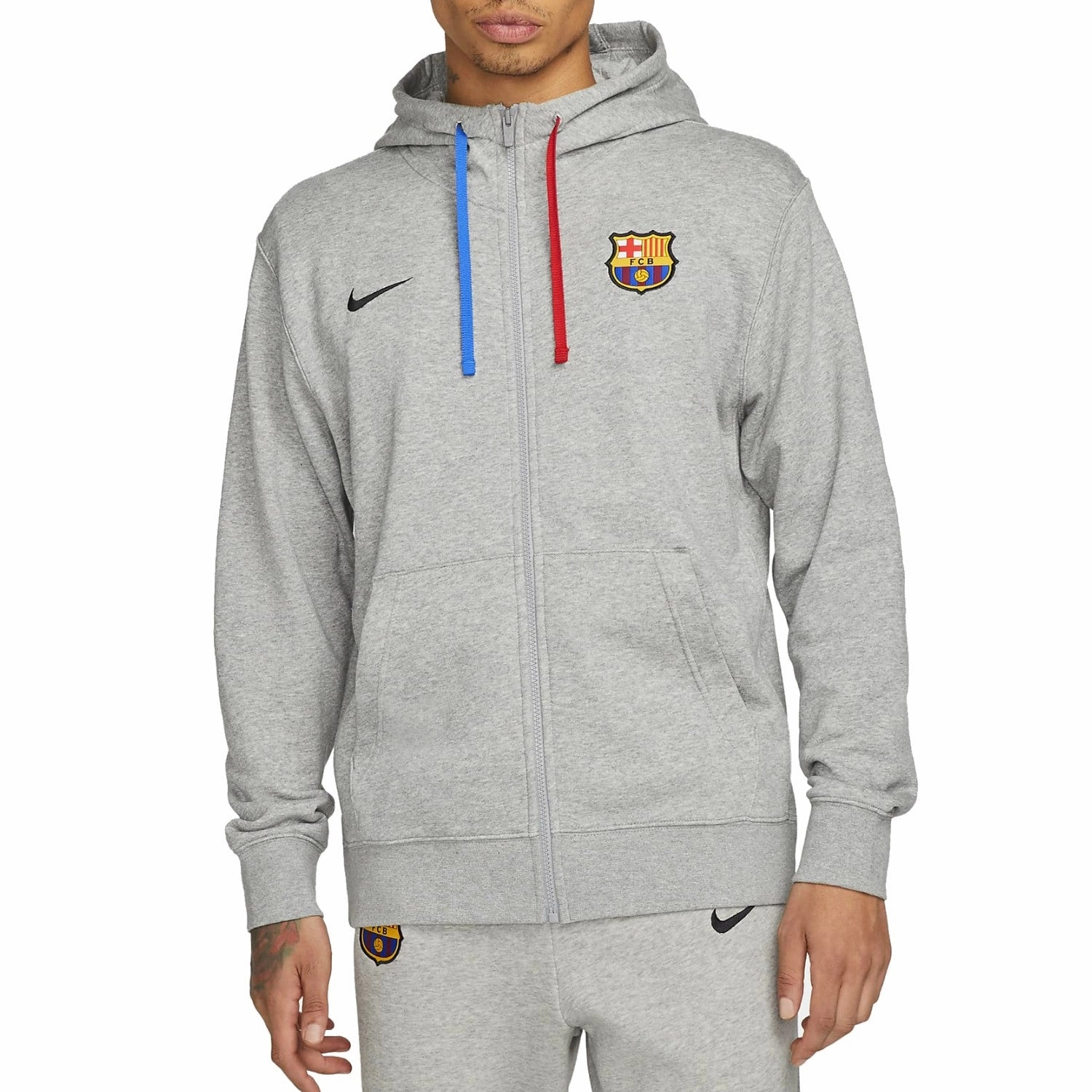 AbrasionDefensePanels FC Barcelona light grey Casual fleece tracksuit 2022/23 - Nike