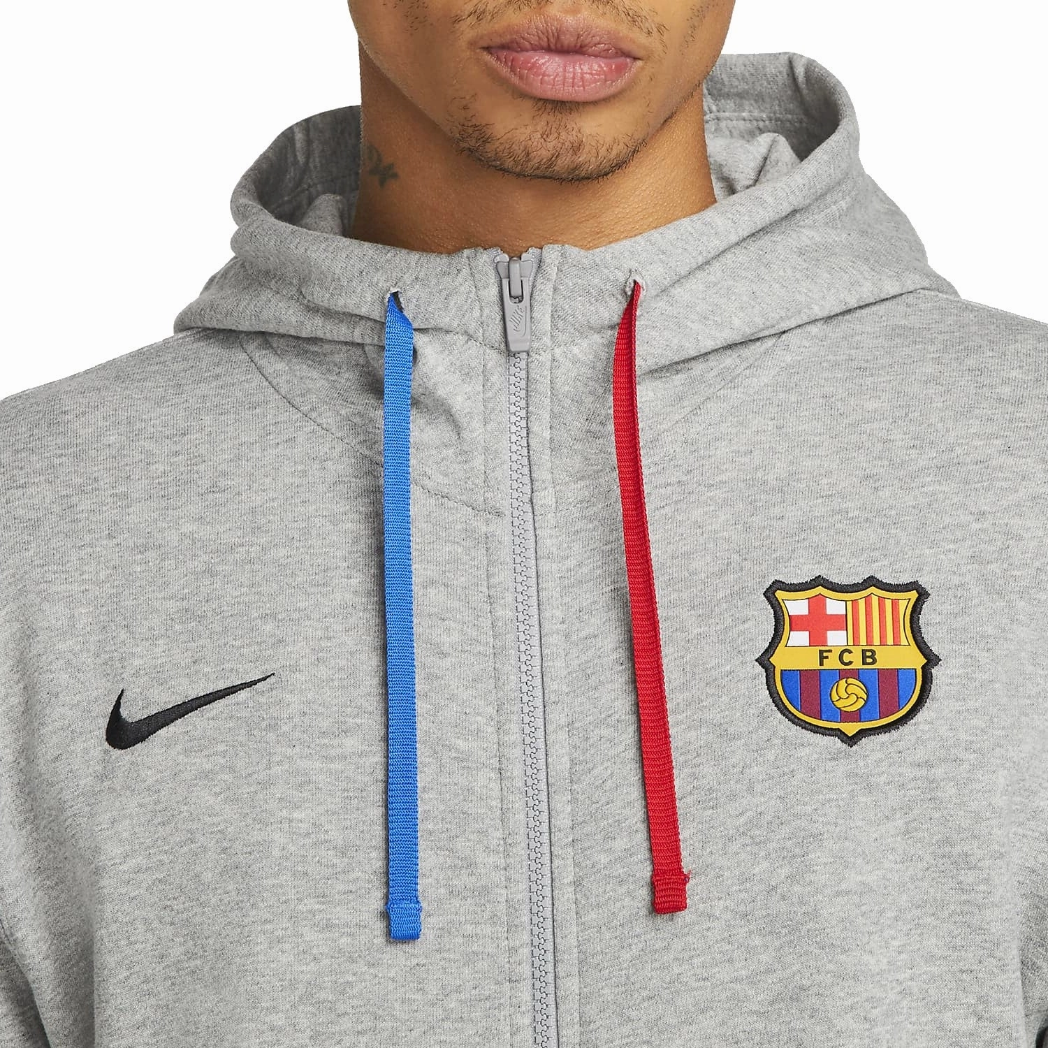 FC Barcelona light grey Casual fleece tracksuit 2022/23 - Nike Traction Enhancement Pattern Reinforced Elbow Patches