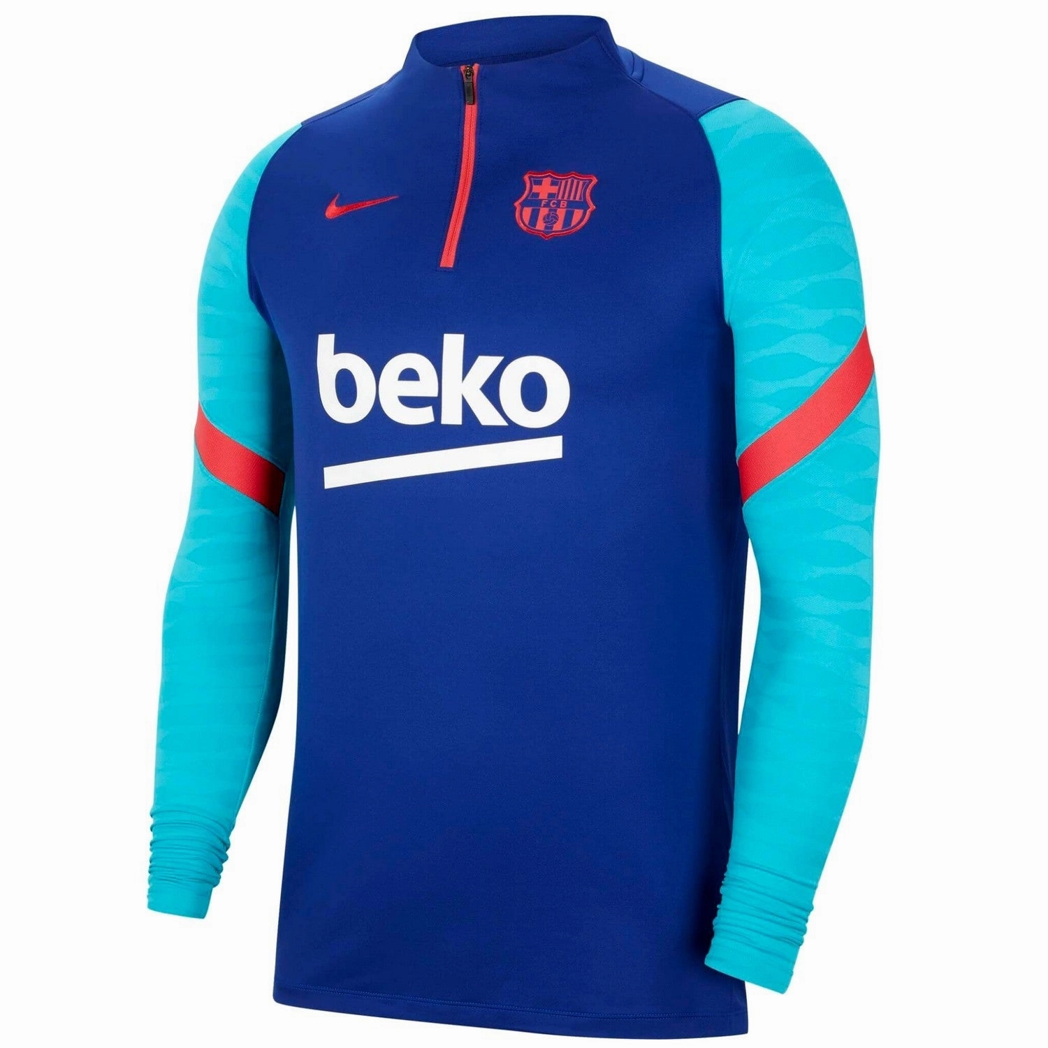 video shoot Taped Neckline FC Barcelona training technical Soccer sweat top 2021 - Nike