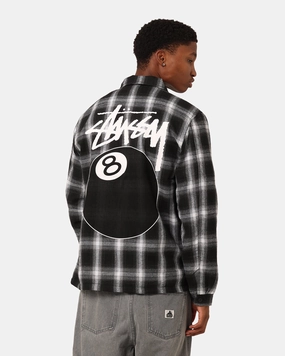 Stussy 8 Ball Checkered Zip Jacket Black QuickDryFabric Ergonomic Cut