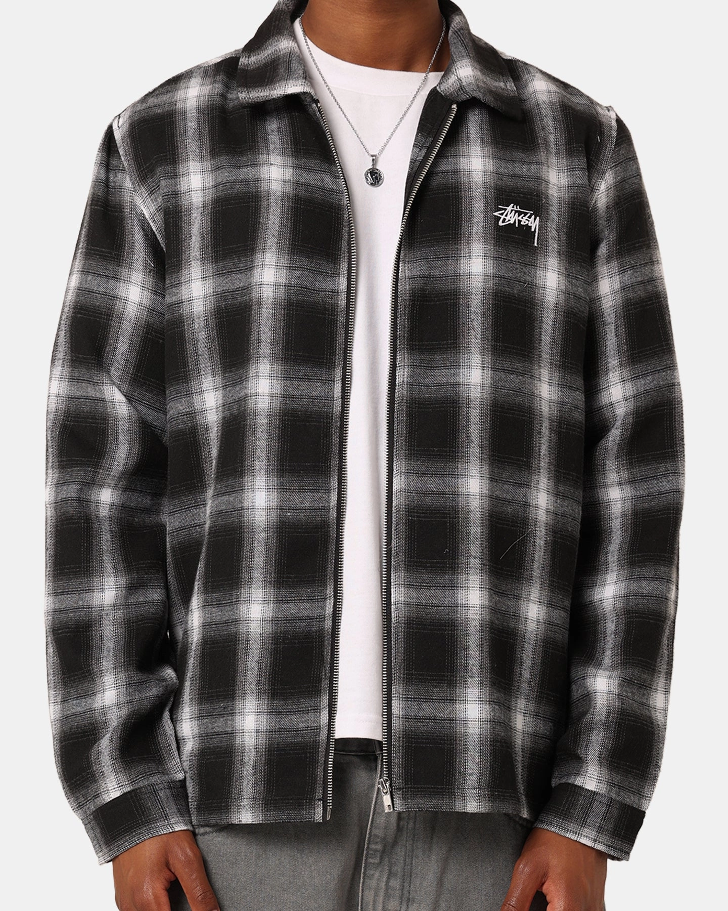 Stussy 8 Ball Checkered Zip Jacket Black Supply