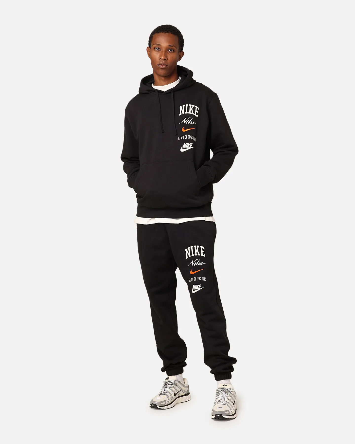 snowy Practical Choice Nike Club Fleece Pullover Hoodie Black/Sail