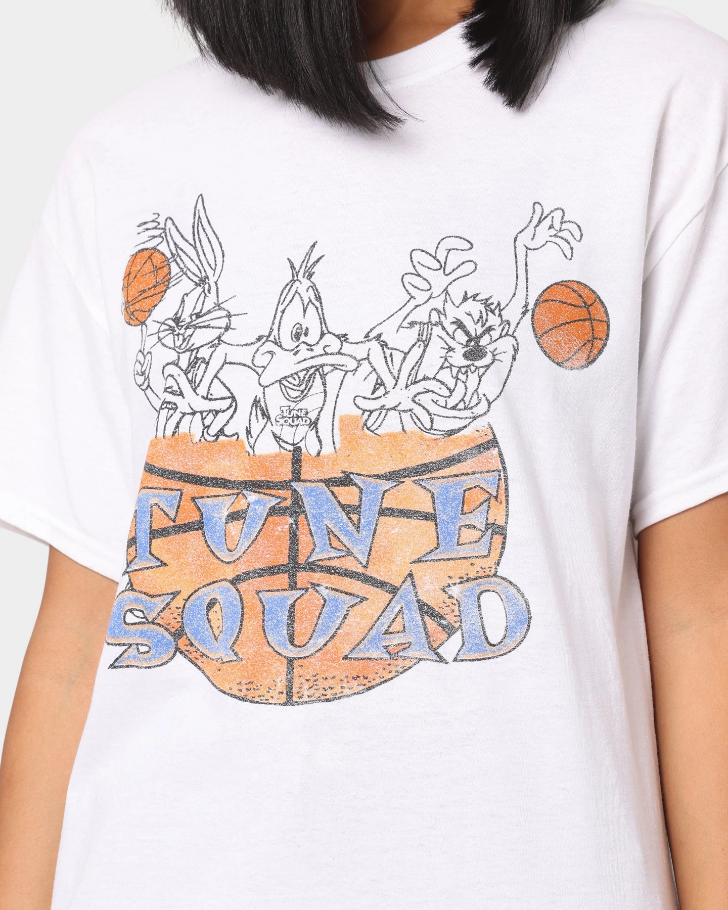 Space Jam Basketball T-Shirt White Pre Shrunk Fabric