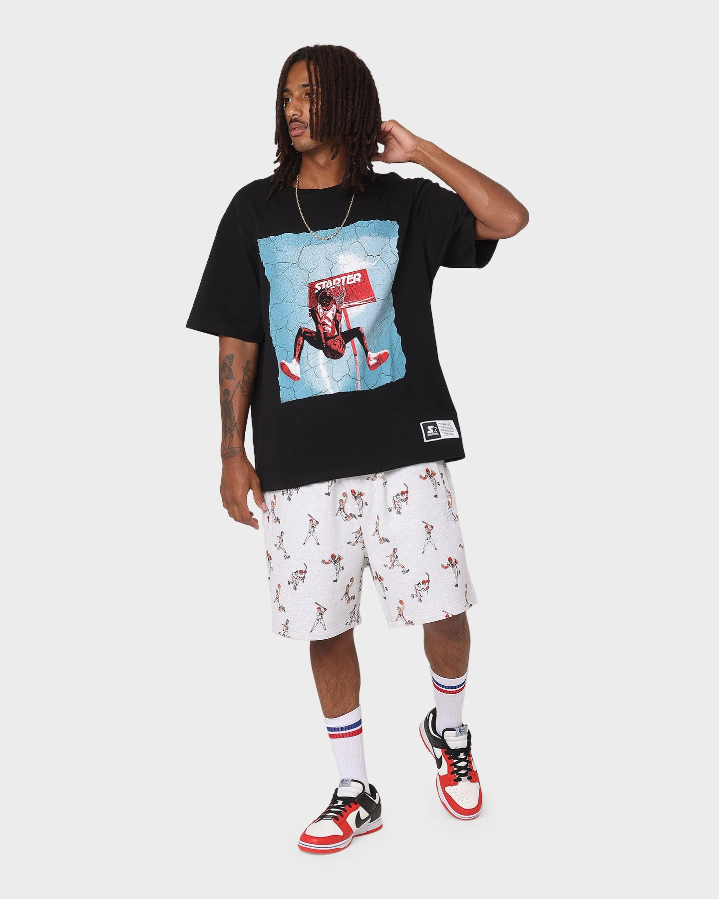 Starter Sports Stars Track Shorts Pepper Grey Comfortable Wear Abrasion Resistant Surface