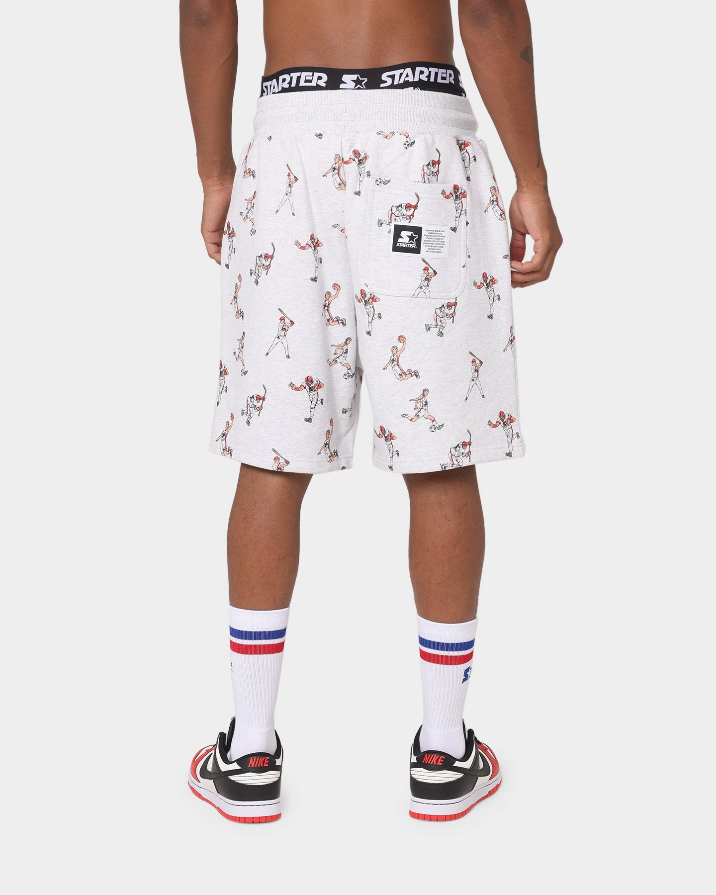 Mesh Fabric Handmade Starter Sports Stars Track Shorts Pepper Grey