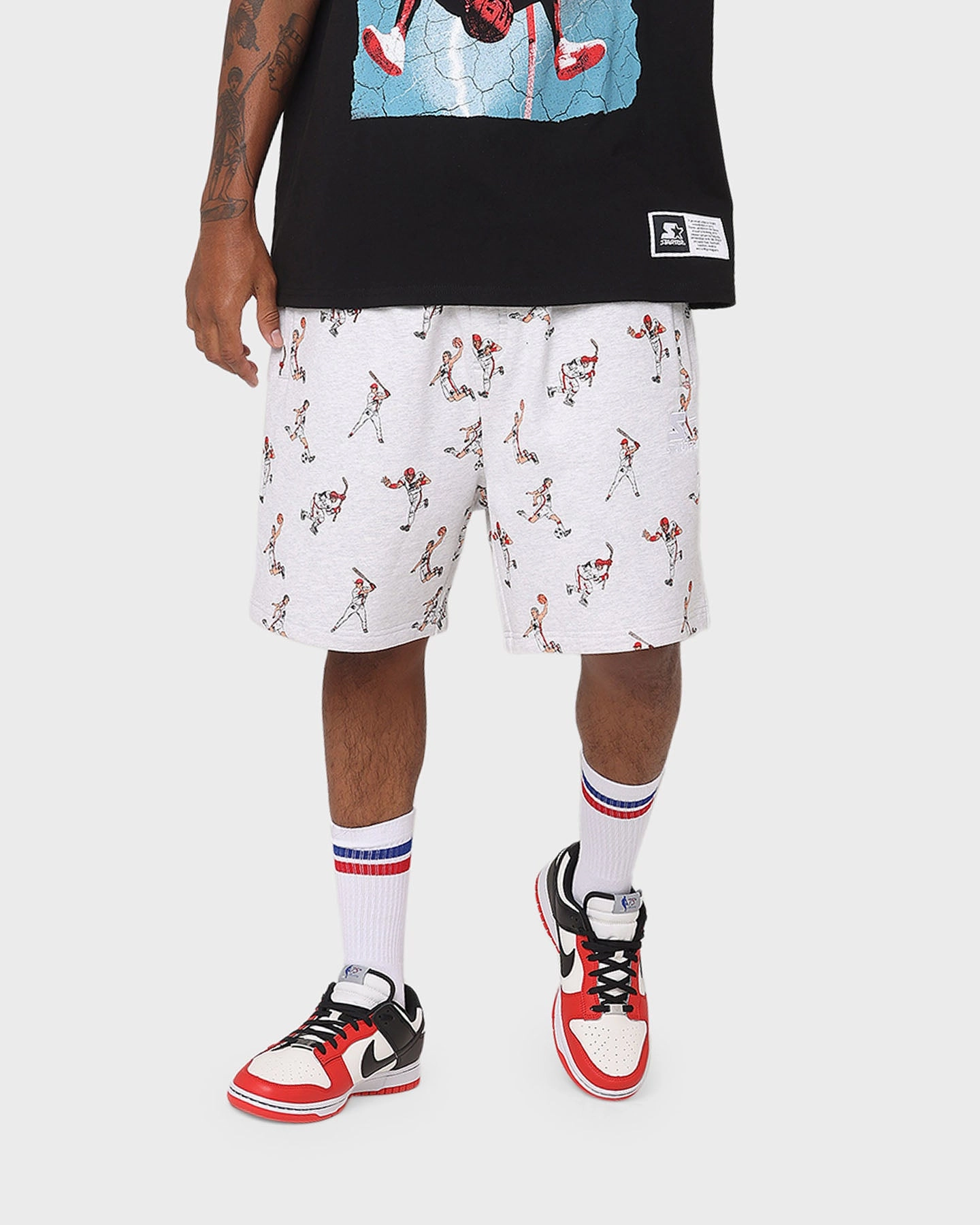 Wool blend Breathable Material Starter Sports Stars Track Shorts Pepper Grey