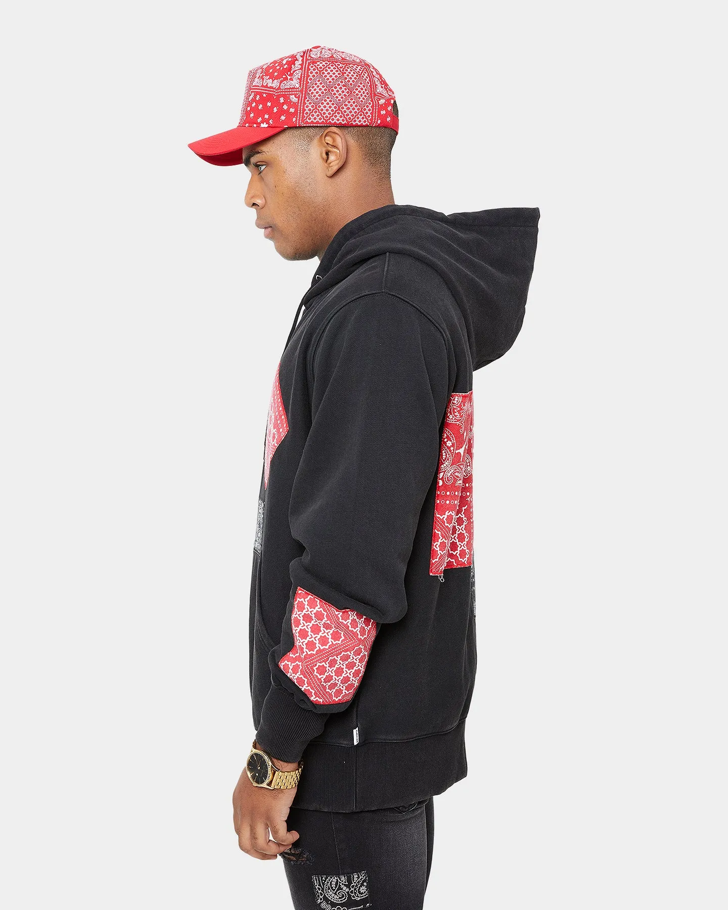 Carre Bandana Ultra Patchwork Hoodie Washed Black suitable for group activities