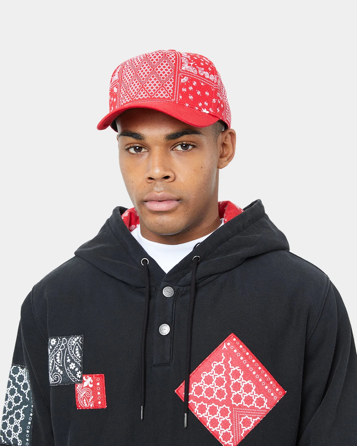 suitable for cosplay Carre Bandana Ultra Patchwork Hoodie Washed Black