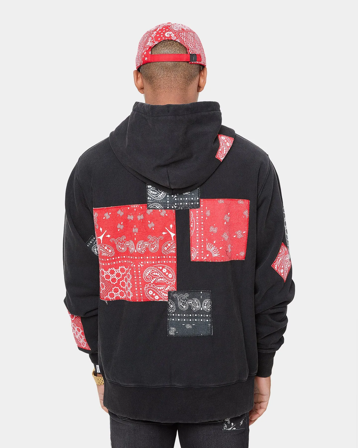 Reflective Piping Sort Carre Bandana Ultra Patchwork Hoodie Washed Black