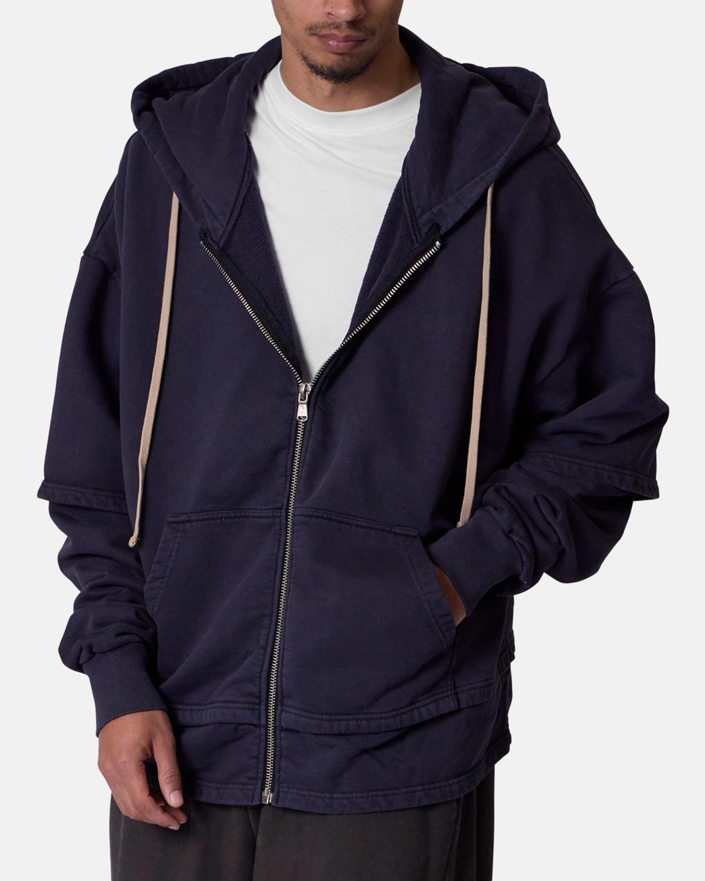 Prize Thermal Insulation MNML Double Layer Zipper Sweater Washed Black