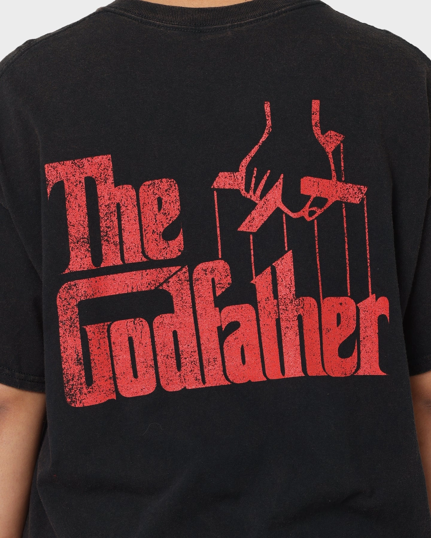 Anti-pilling Simple and Relaxed American Thrift X The Godfather The Godfather Cat Vintage T-Shirt Black Wash
