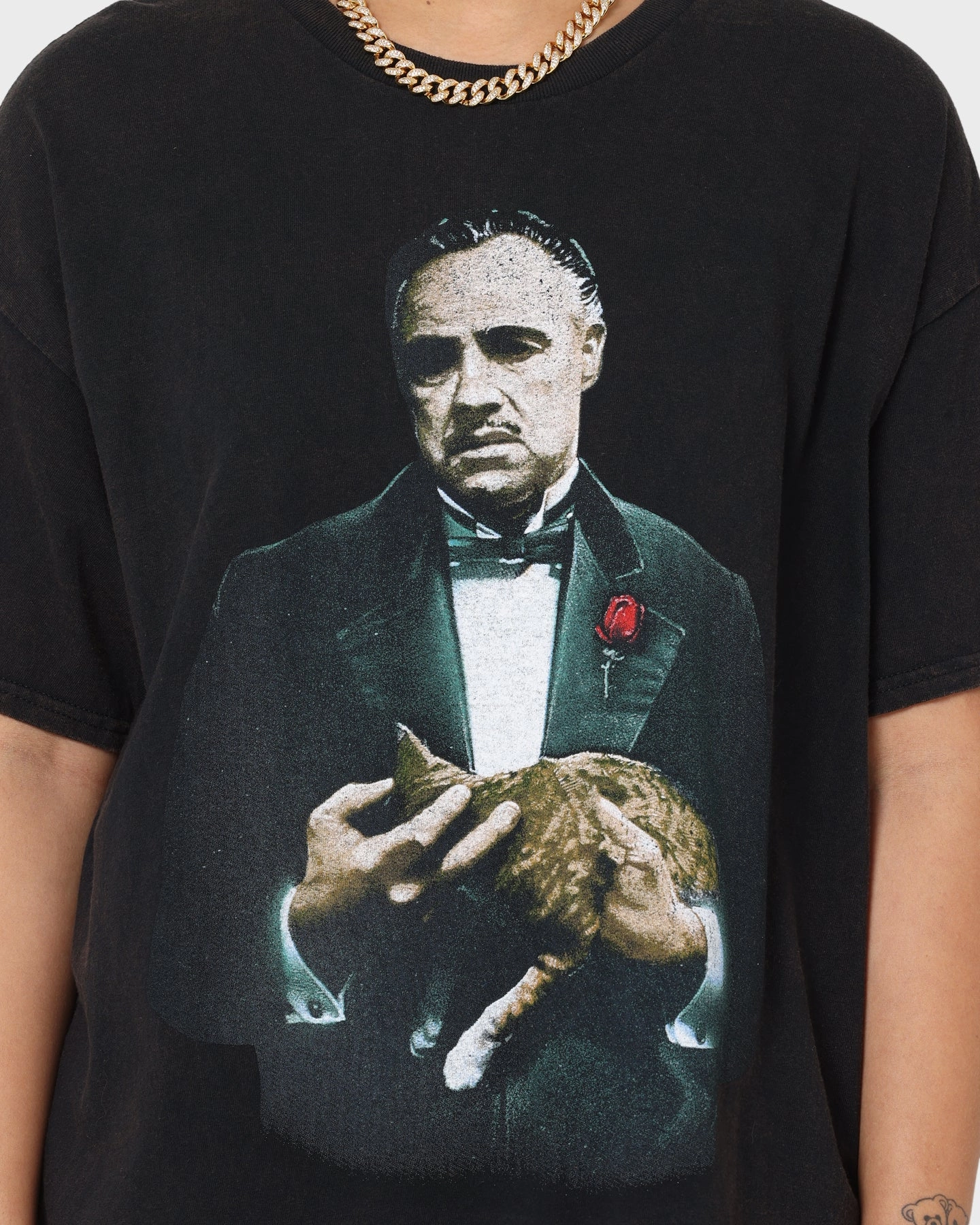 Everyday Wearable American Thrift X The Godfather The Godfather Cat Vintage T-Shirt Black Wash