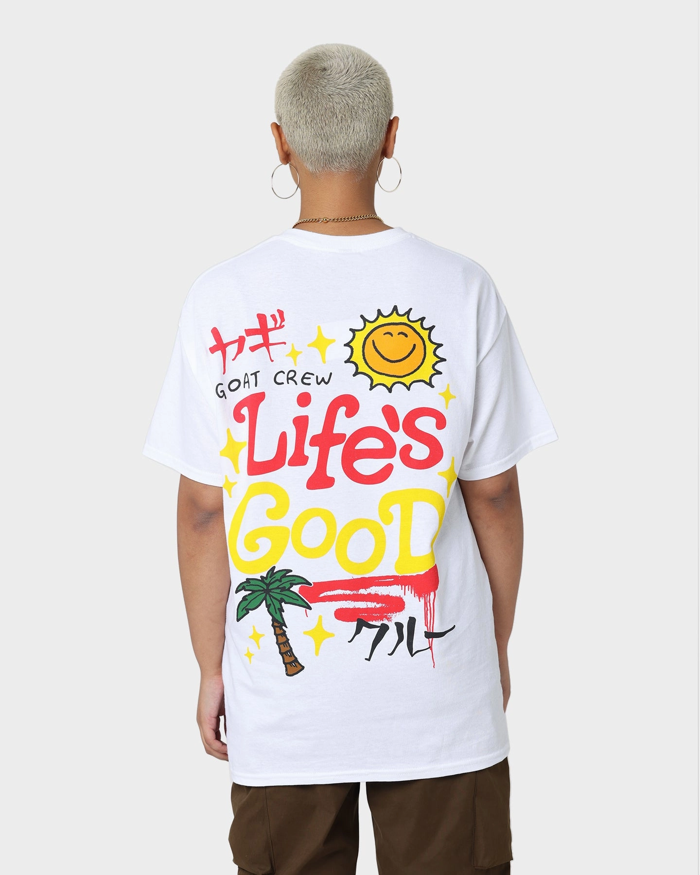 Perfect For Relaxing Seasonal Casual Goat Crew Life Is Good T-Shirt White