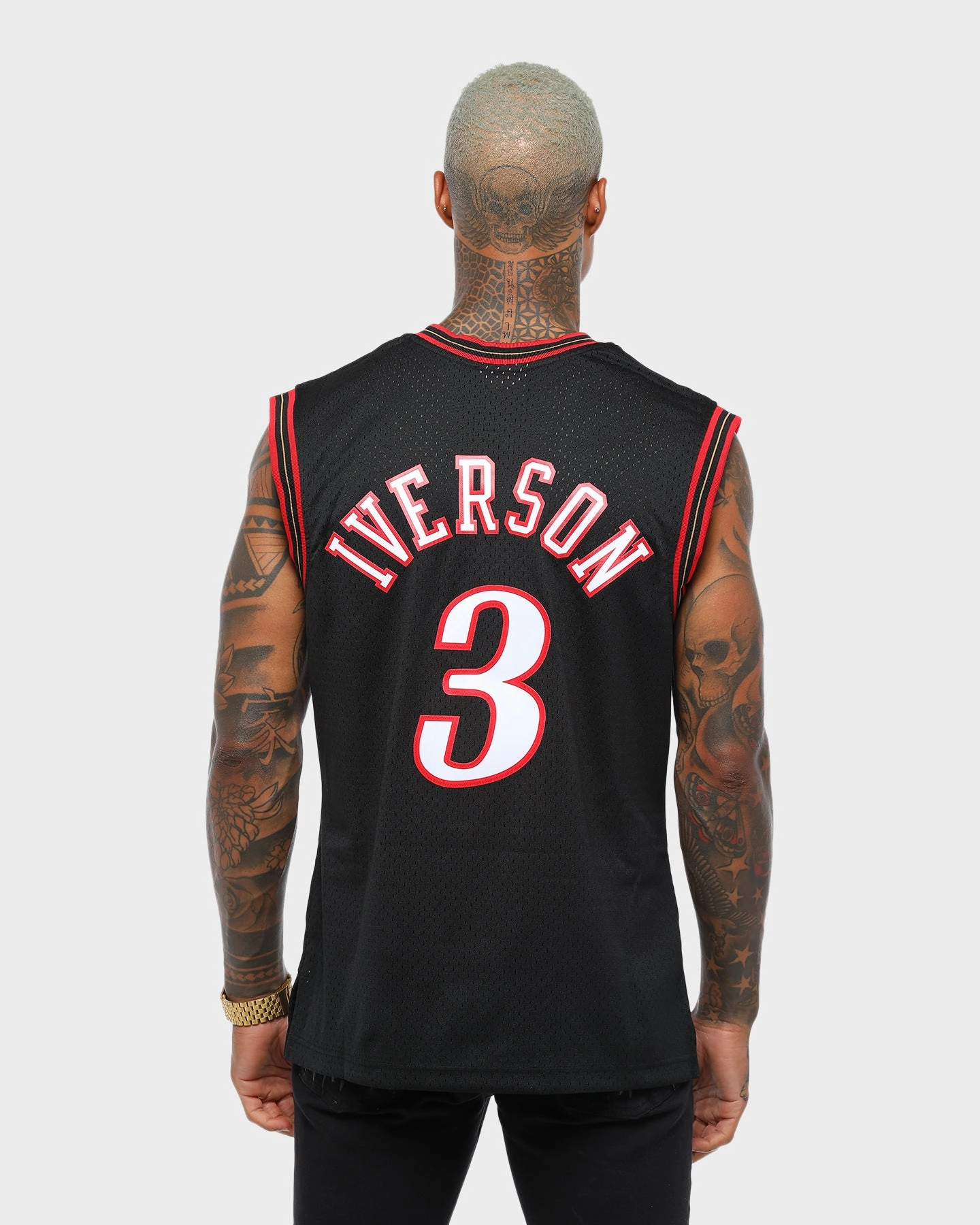 Sleek Design Rayon blend Mitchell & Ness Philadelphia 76ers Allen Iverson #3 Swingman Jersey Black
