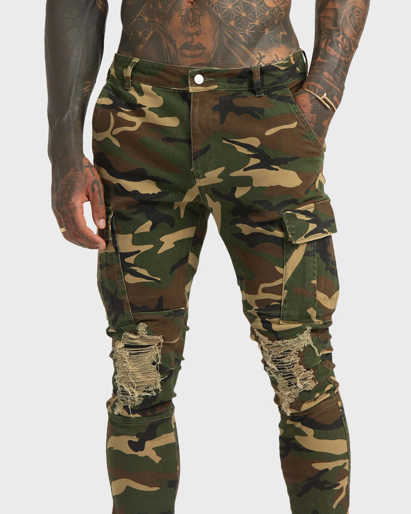 XXIII Sergeant Camo Ripped Jeans Camo Low Effort