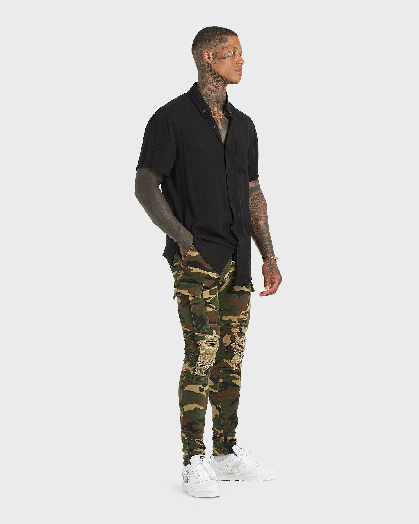 Style Simplicity XXIII Sergeant Camo Ripped Jeans Camo