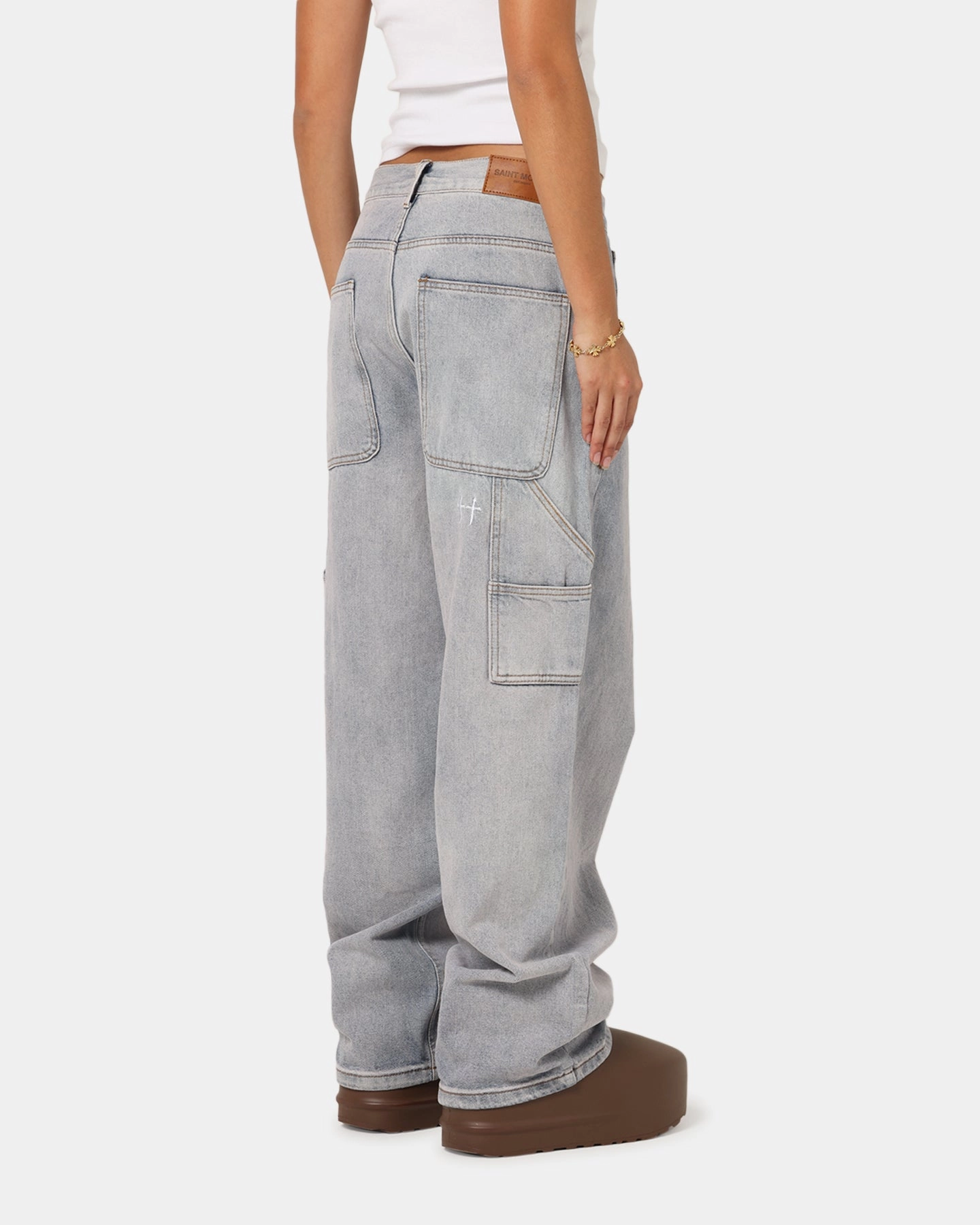 Neutral Fabric Smart Casual Athlete Fit Saint Morta Amplus Vintage Jeans Washed Purple