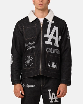 Majestic Athletic Los Angeles Dodgers Etched Denim Shacket Washed Black Denim Express