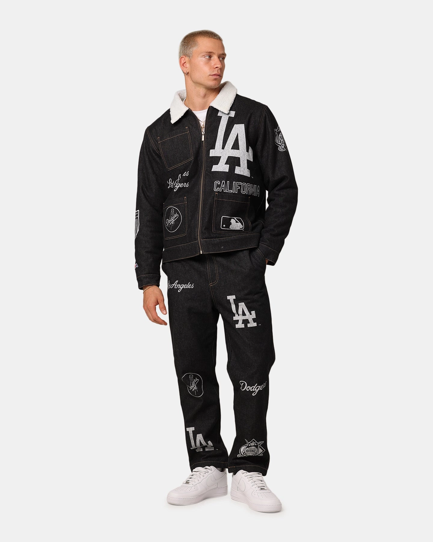 RipstopFabric Lightweight insulation Majestic Athletic Los Angeles Dodgers Etched Denim Shacket Washed Black Denim