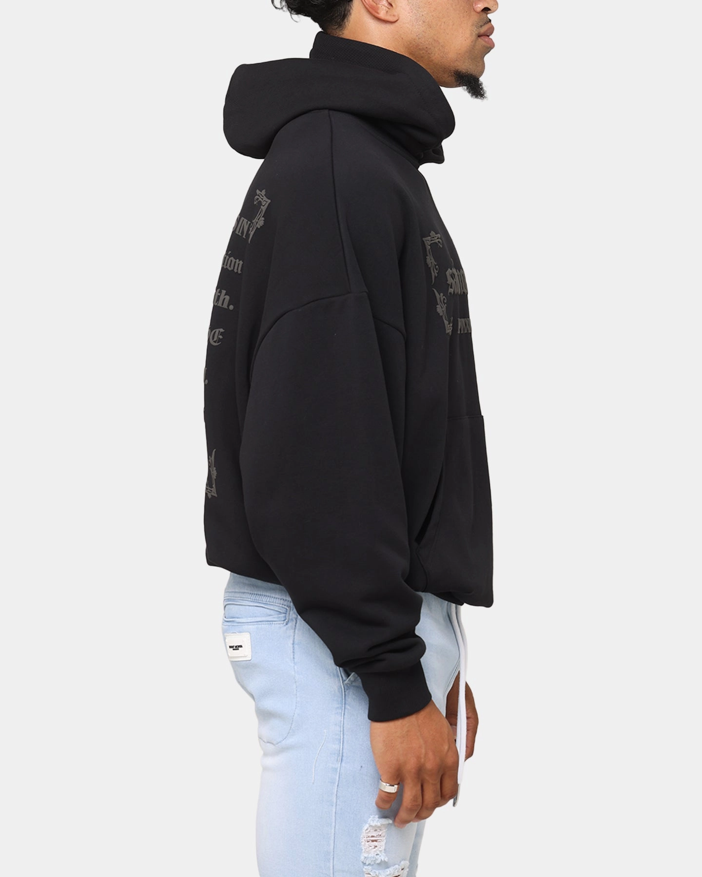 Saint Morta Repentant Heart Boxy Hoodie Black/Black Stretchable Fabric