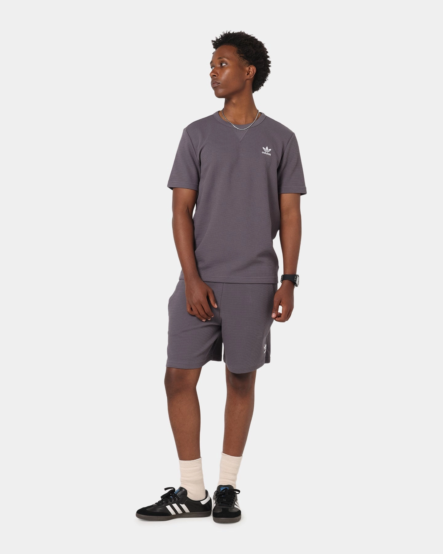 Home Style Adidas Trefoil Essentials Waffle Shorts Grey Strata