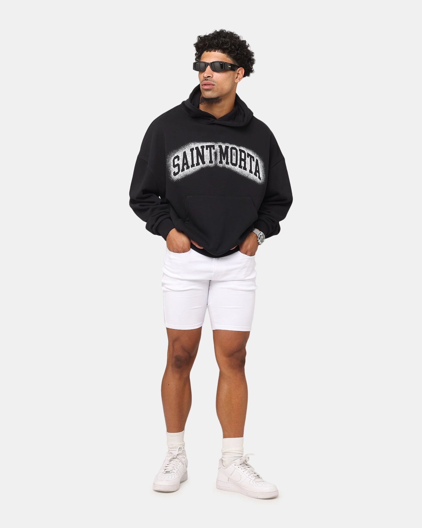 Daily Wear Quick Drying Fabric Saint Morta Dynasty Denim Shorts White