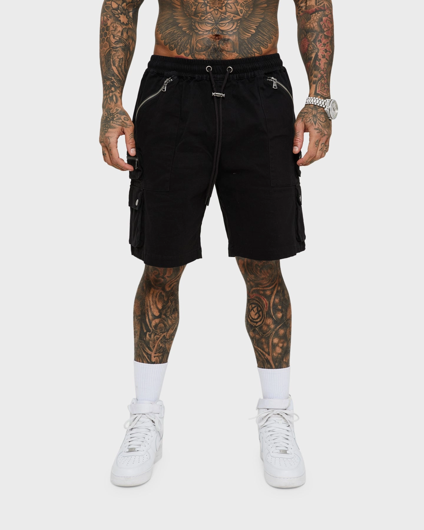 Saint Morta Desolation Cargo Shorts Black Water Repellent Finish