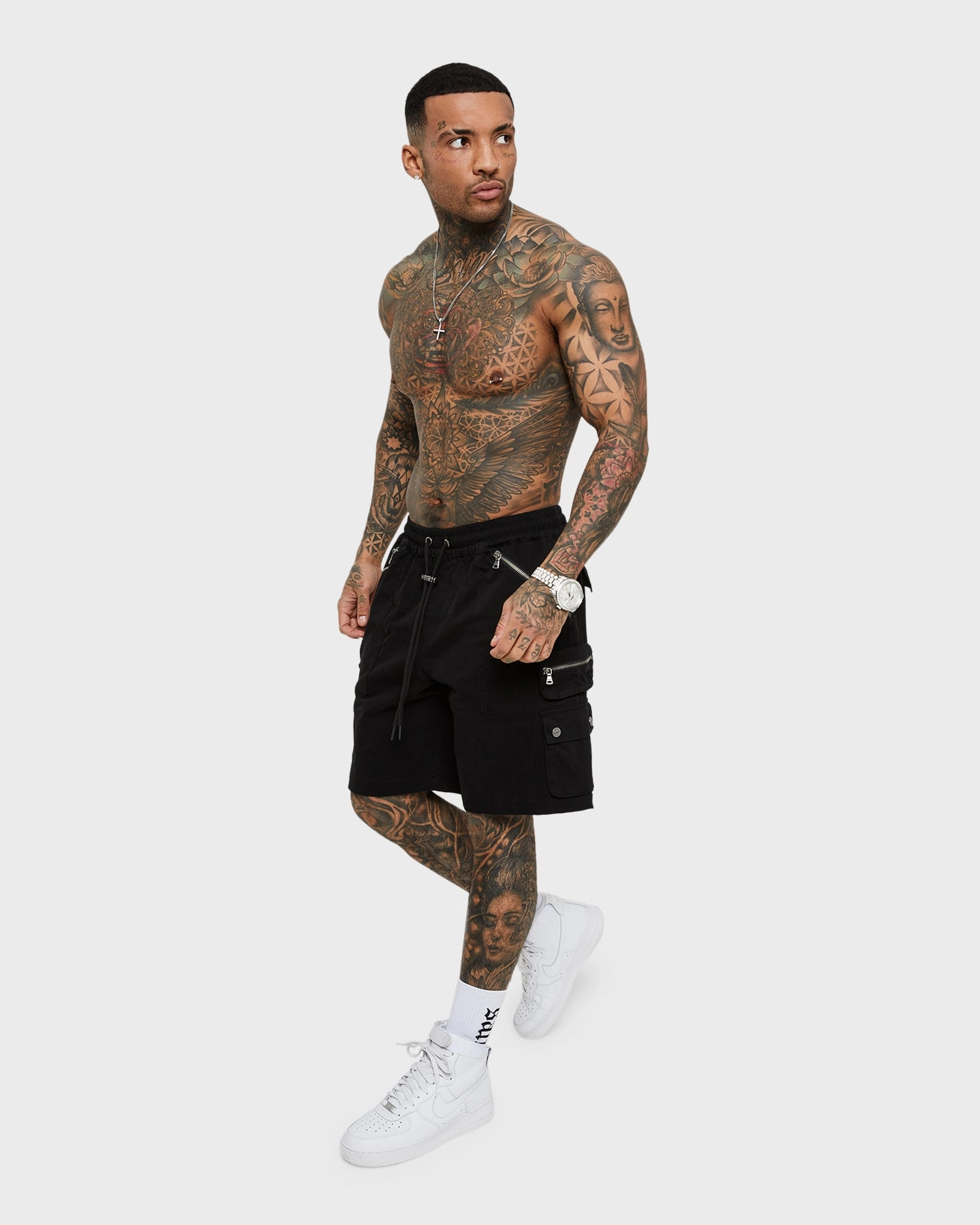 Recycled Material Saint Morta Desolation Cargo Shorts Black