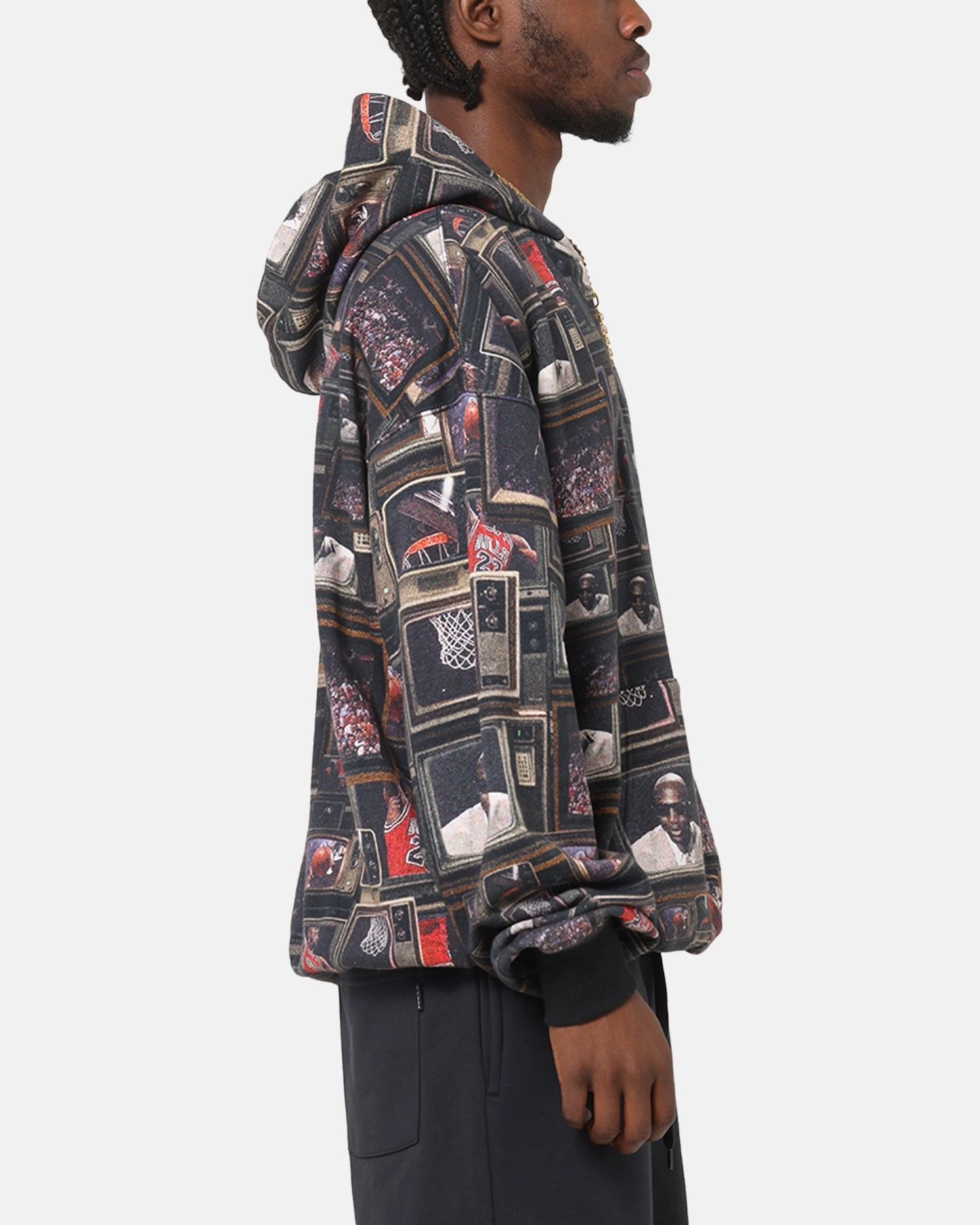Solid Color Street Mood Jordan Brooklyn Fleece Printed Hoodie Black/Sail