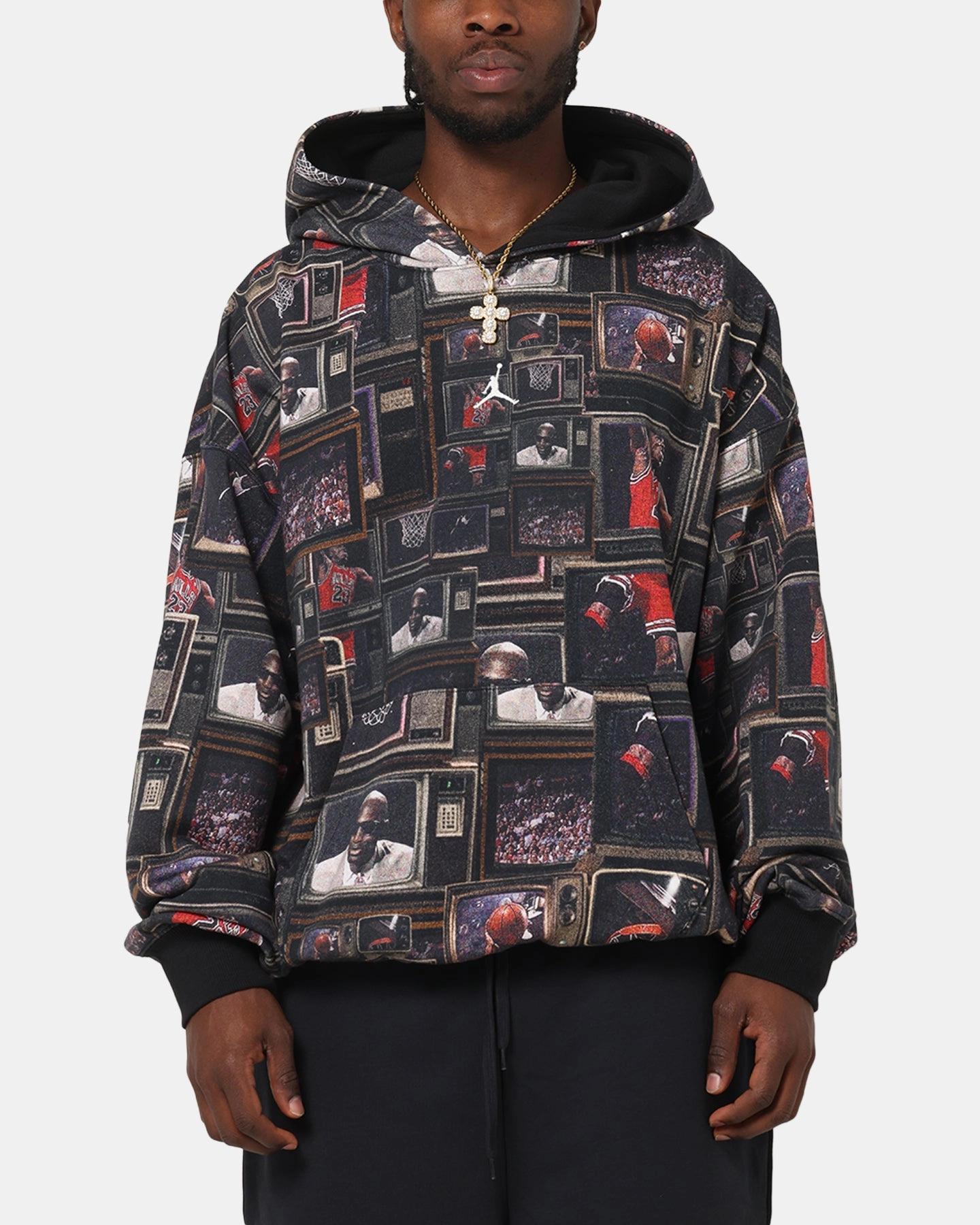 Jordan Brooklyn Fleece Printed Hoodie Black/Sail athletic style
