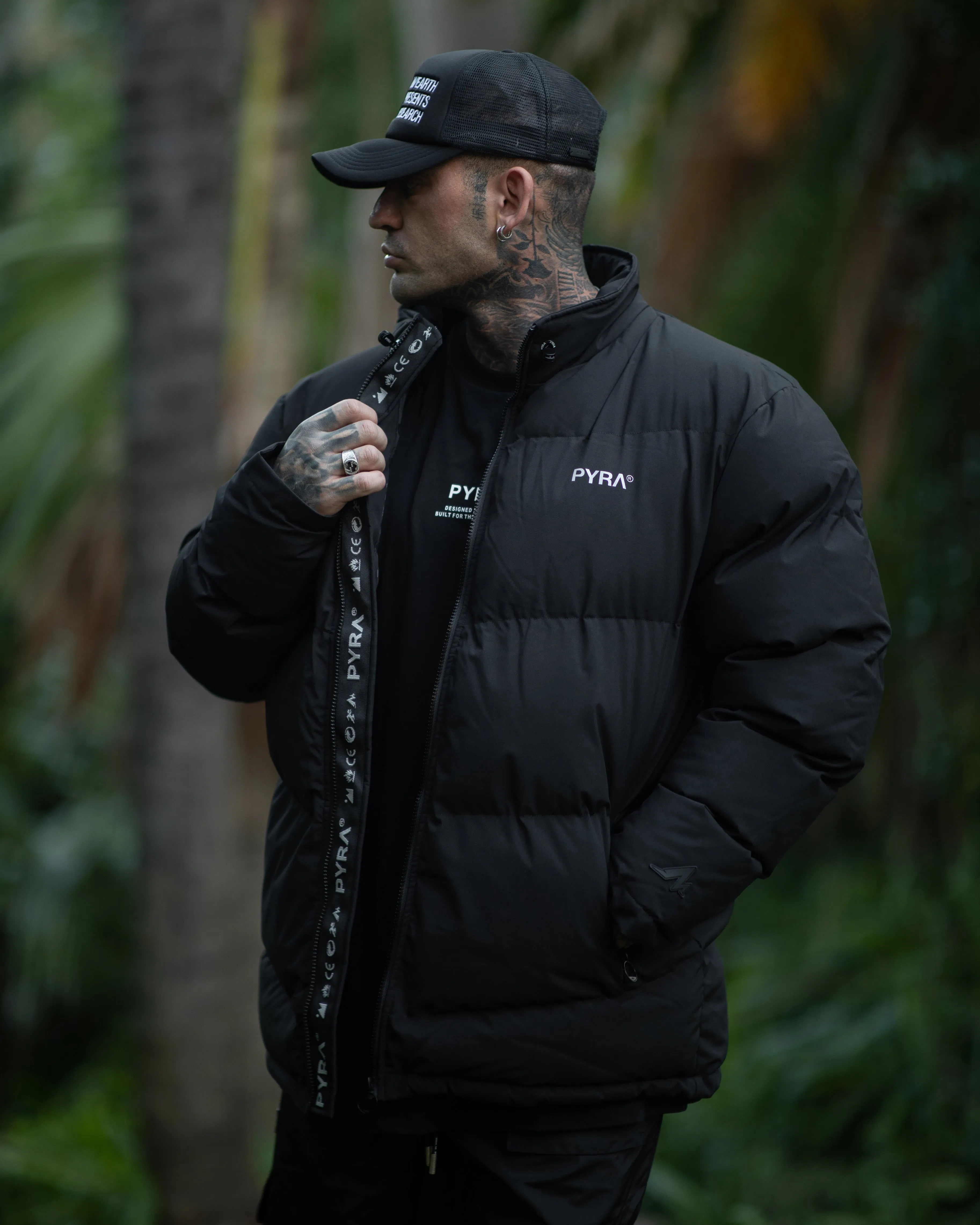 PYRA Padded Puffa Jacket Black LayeredComfort High Neck