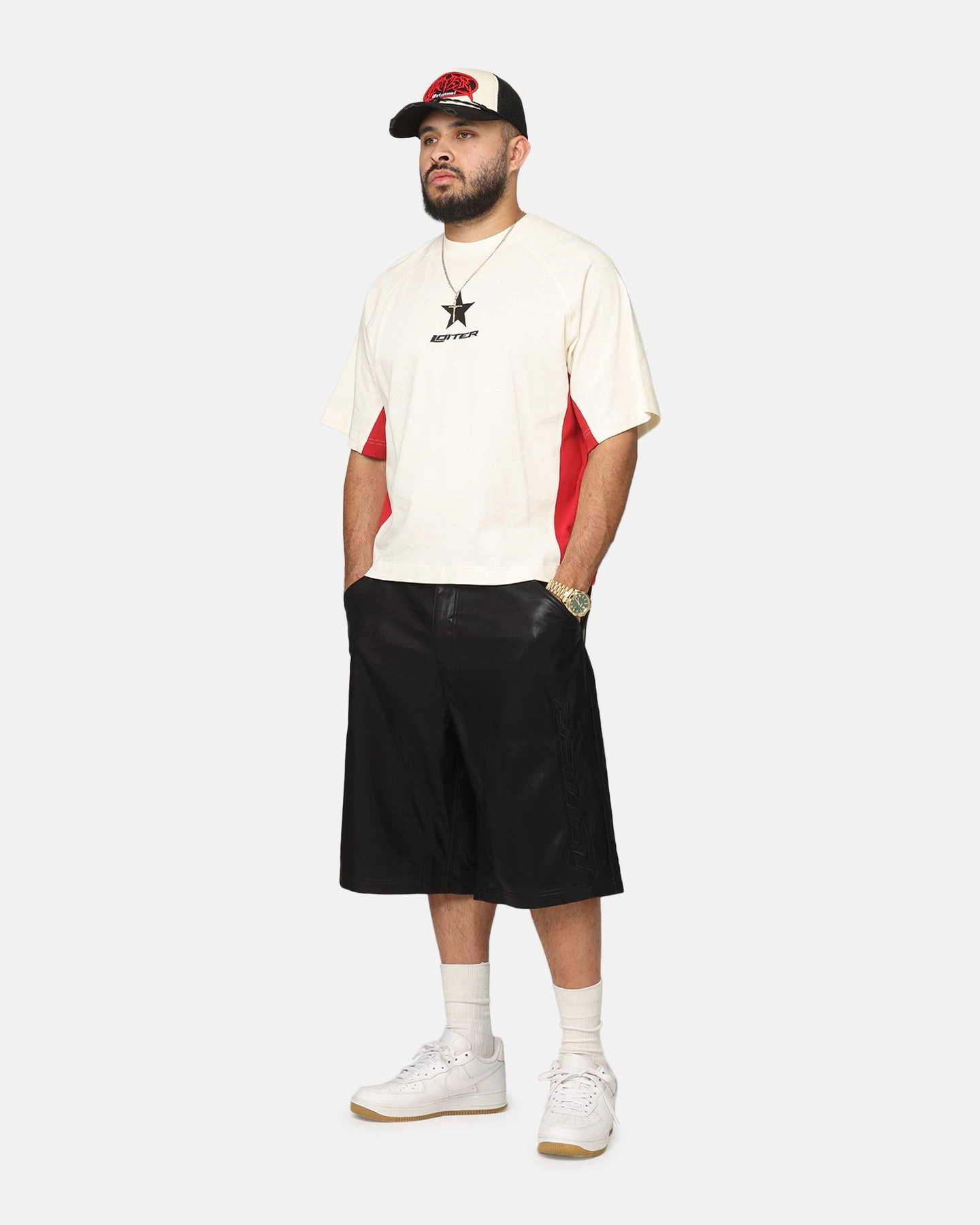 Loiter Motor PU Leather Shorts Black service industry Cool Comfort